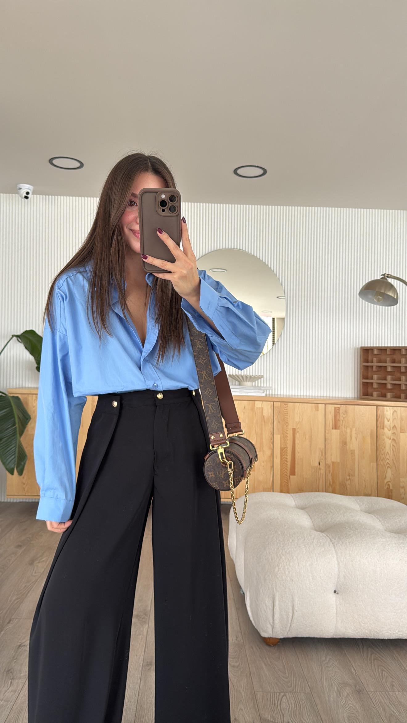 Mavi Oversize Poplin Gömlek