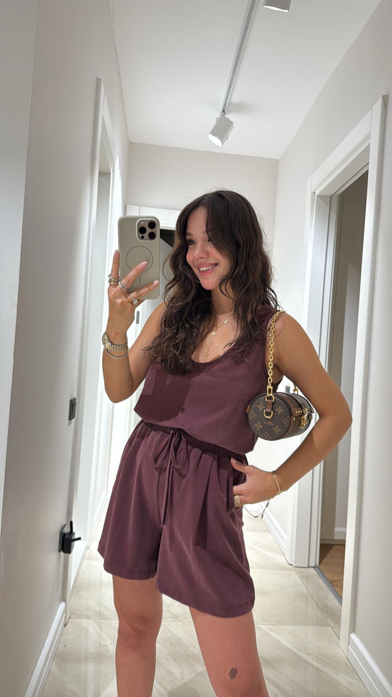 Mürdüm Kalın Askılı Şort Takım