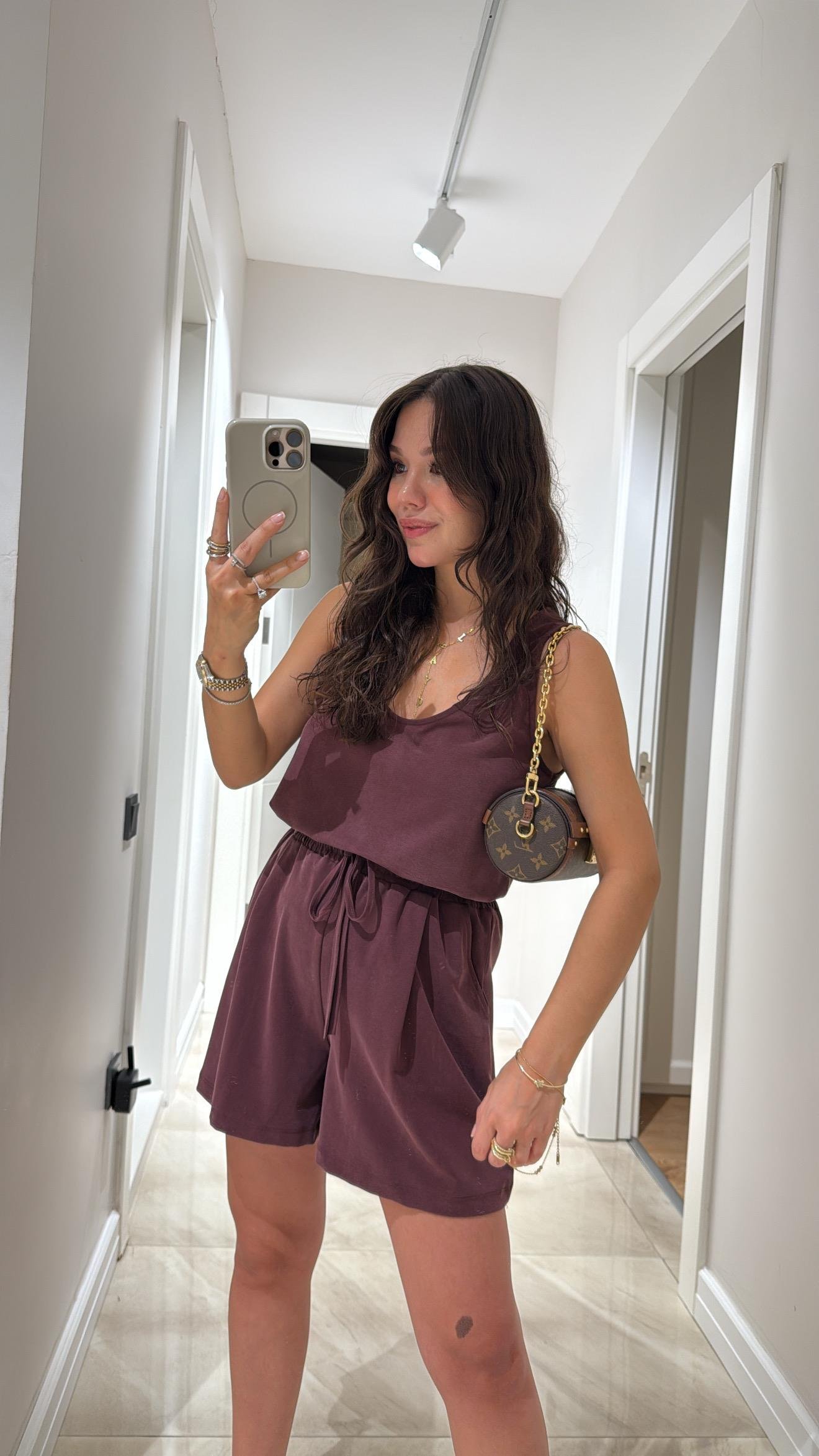 Mürdüm Kalın Askılı Şort Takım