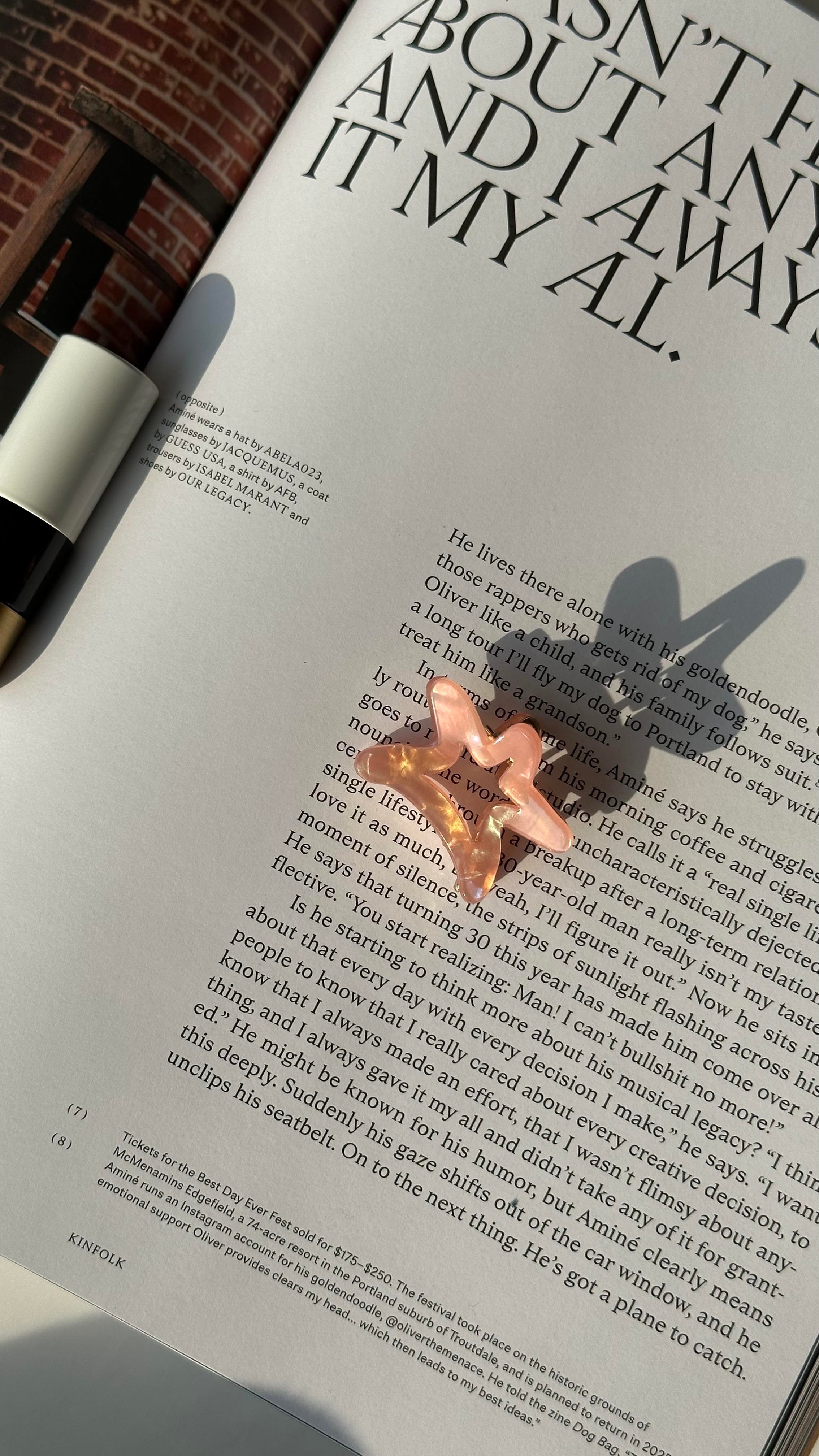 Pembe  Hologramlı Yıldızlı Mandal Toka