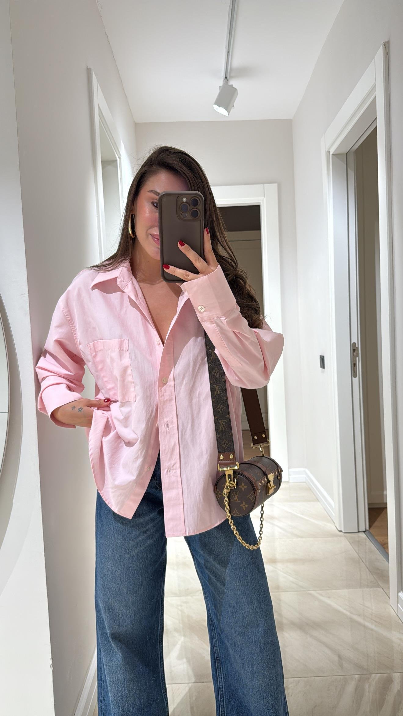 Pembe Tek Cepli Poplin Kumaş Ravi Gömlek