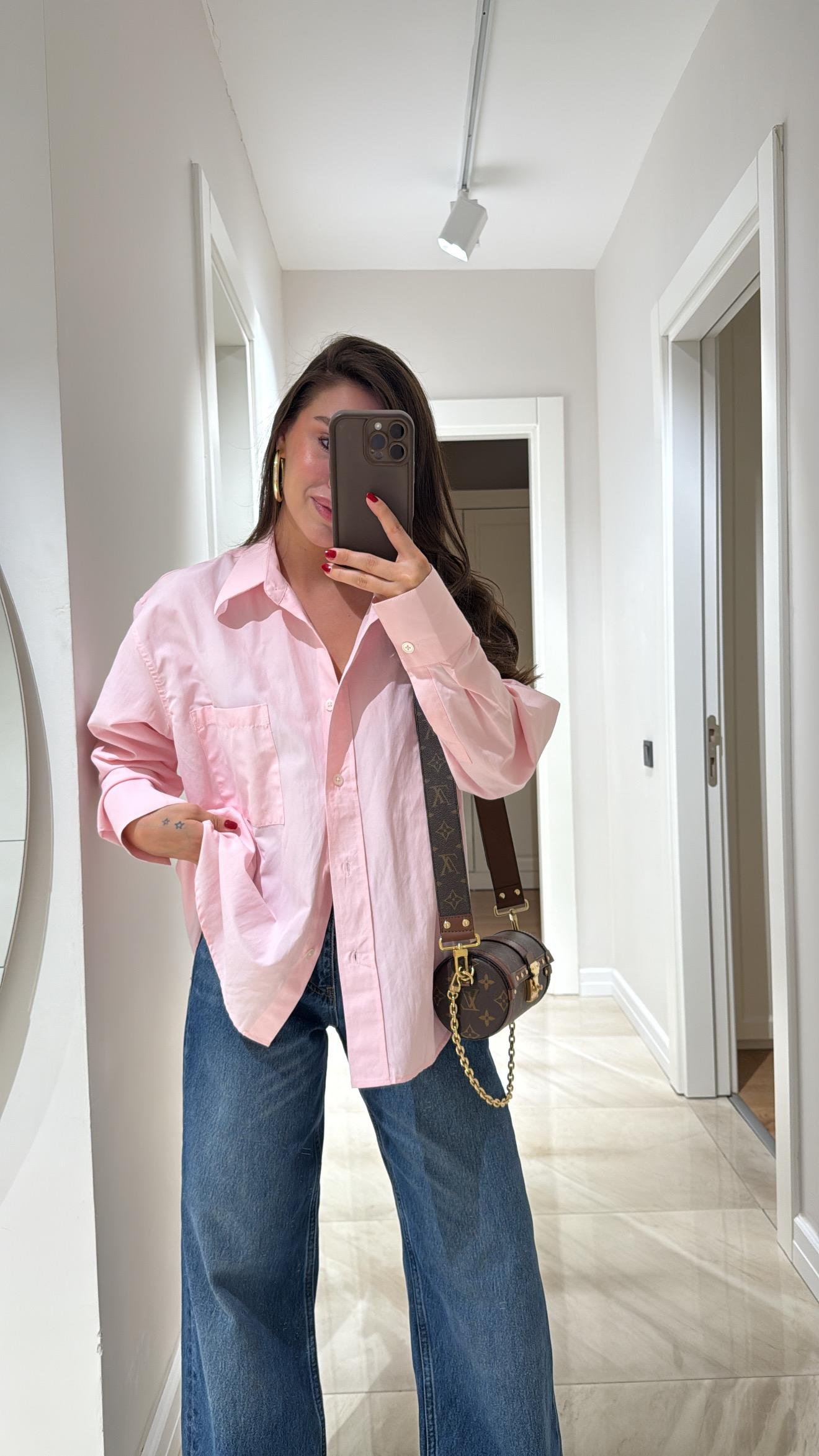 Pembe Tek Cepli Poplin Kumaş Ravi Gömlek