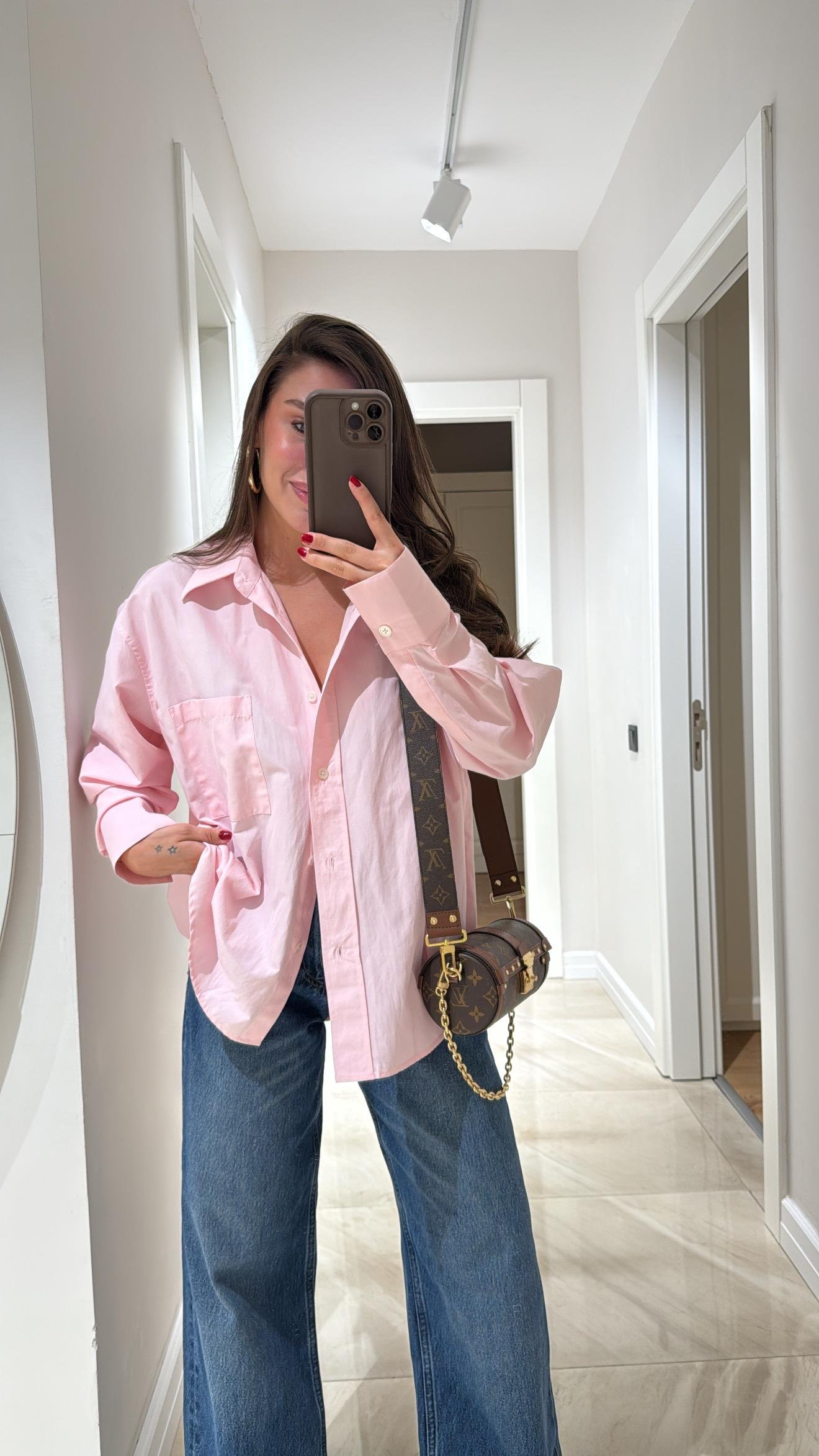 Pembe Tek Cepli Poplin Kumaş Ravi Gömlek