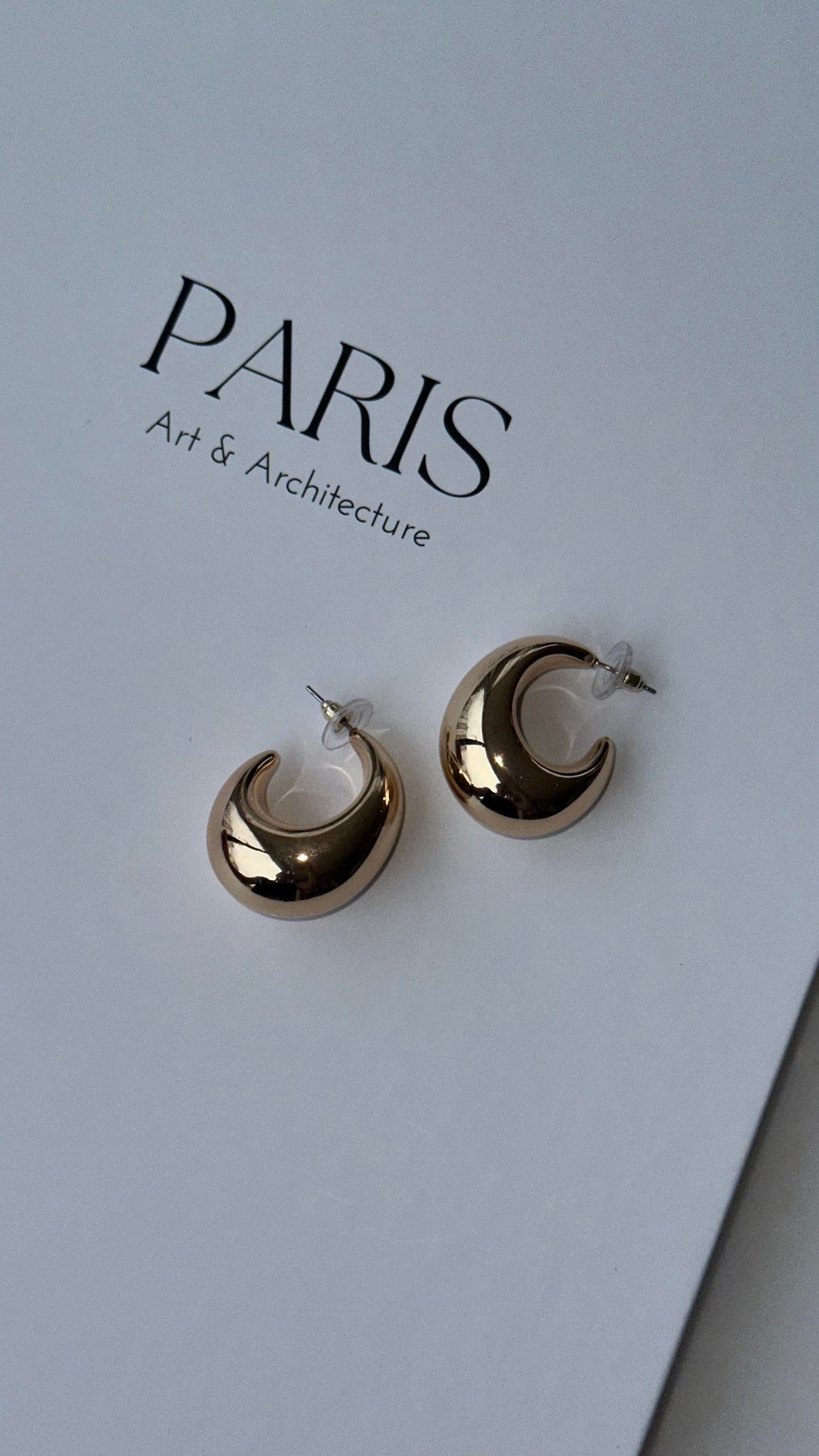 Rose Gold Oval Küçük Bombeli Küpe