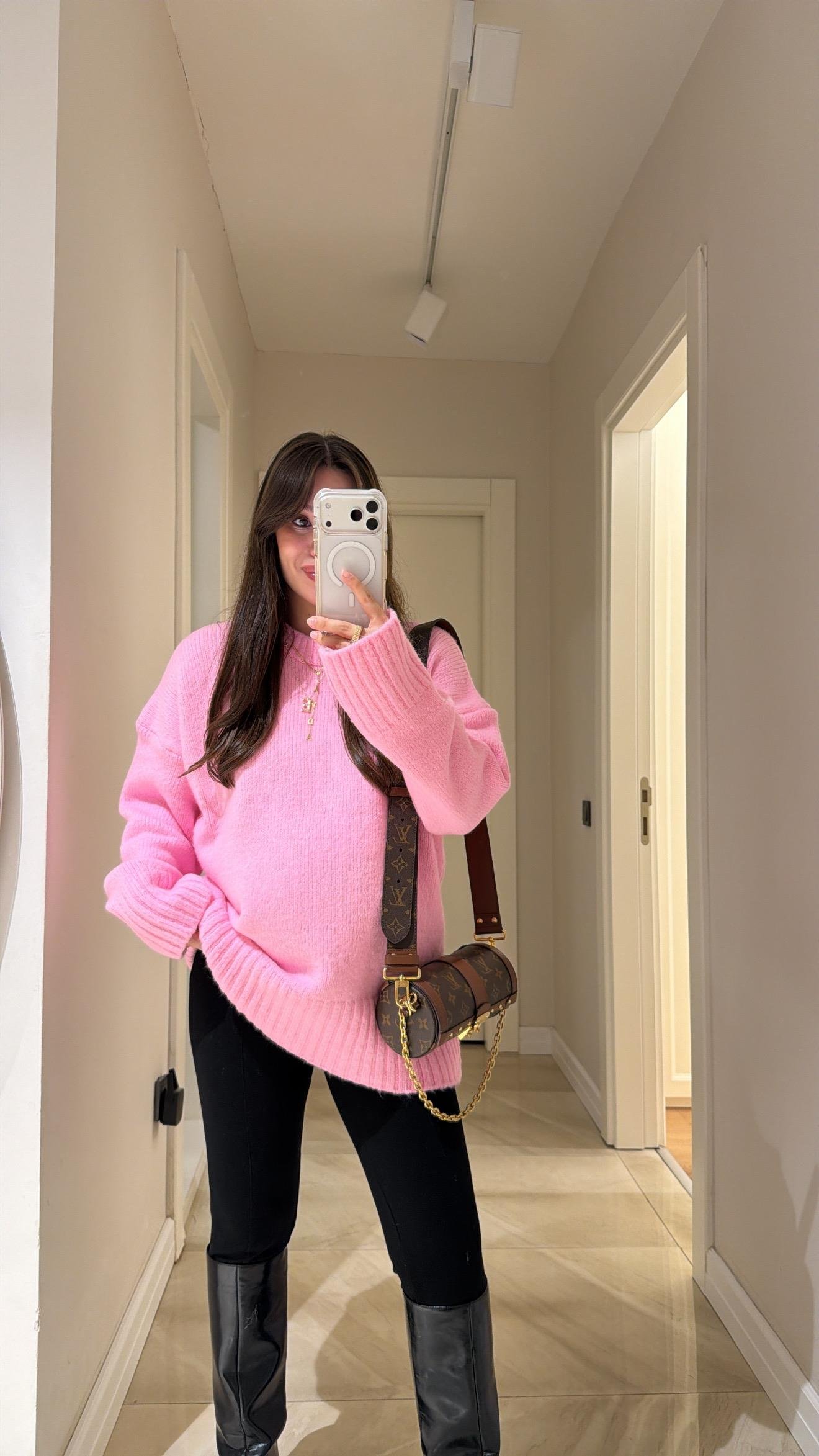 Şeker Pembe Bisiklet Yaka Triko Kazak 