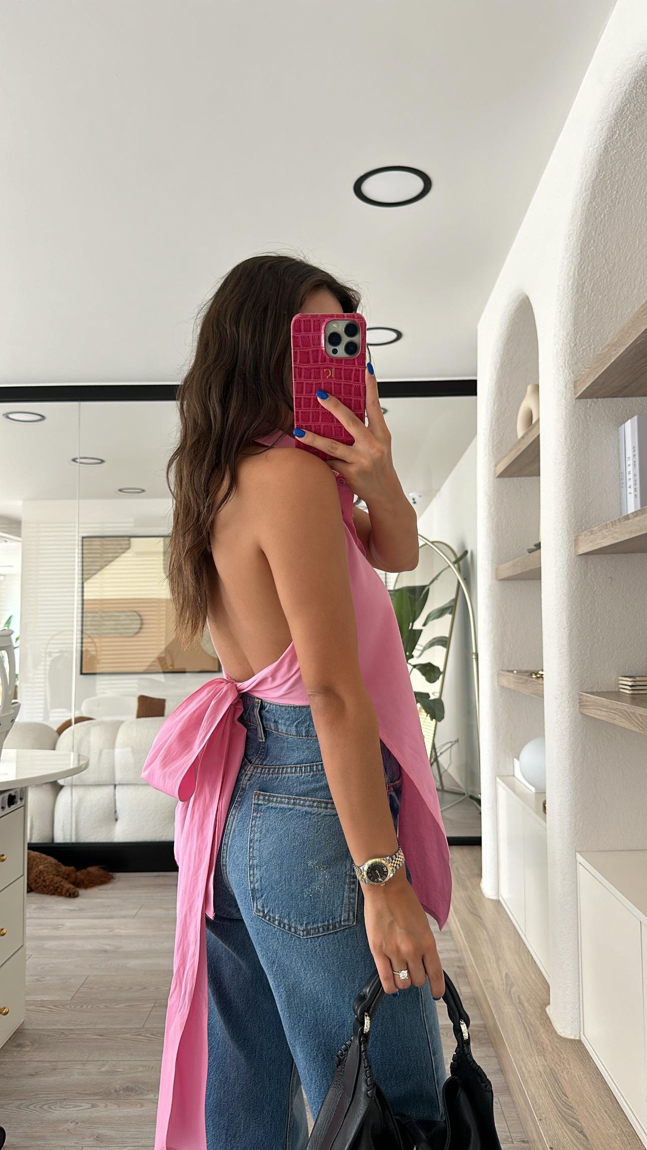 Şeker Pembe Sırt Bağlamalı Gömlek