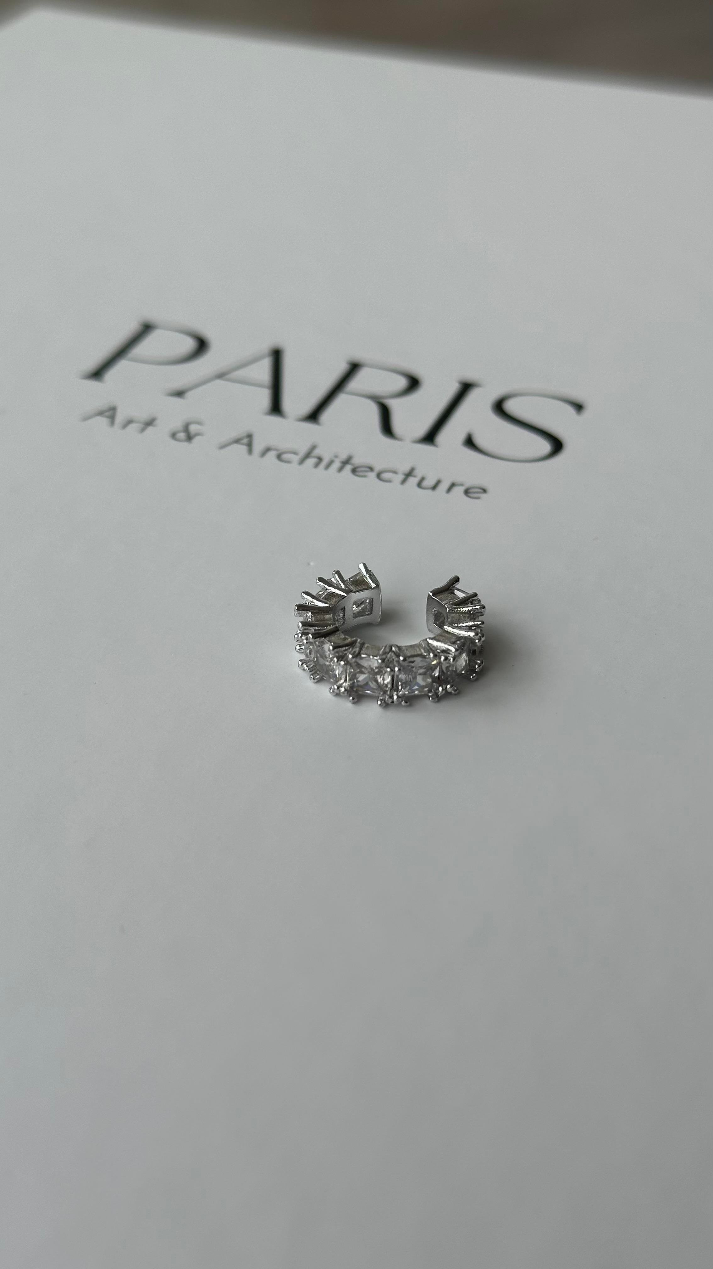 Silver Pırlanta Taşlı Kıkırdak Küpe