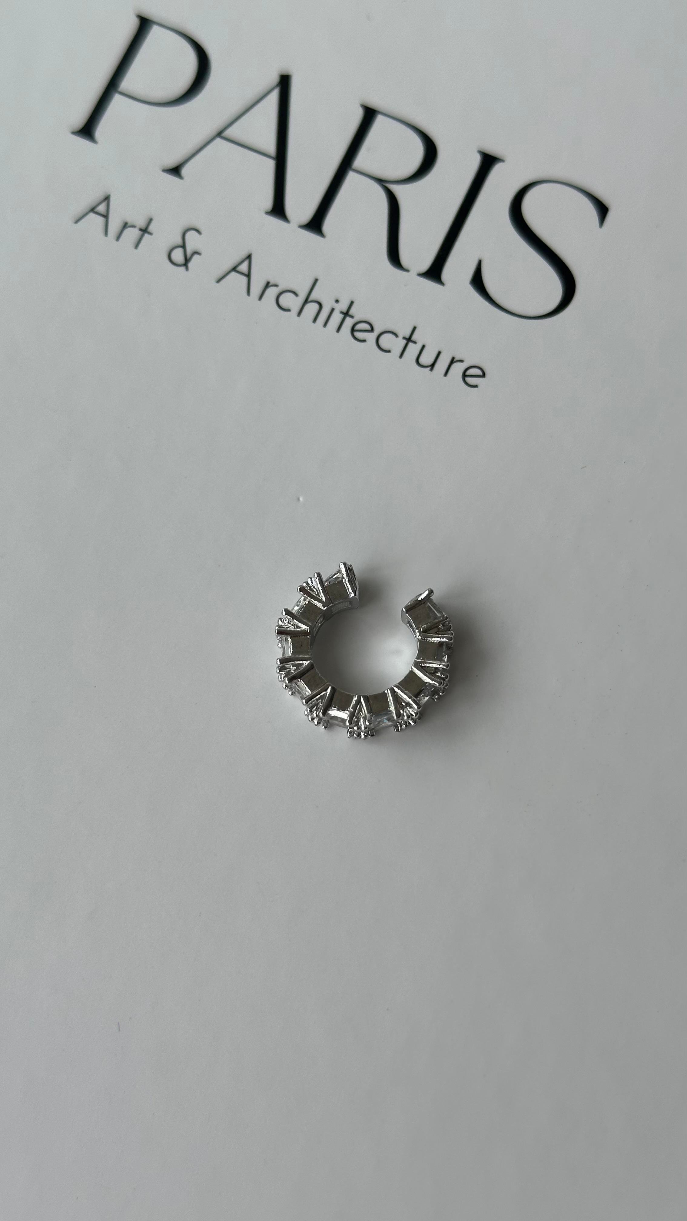 Silver Pırlanta Taşlı Kıkırdak Küpe