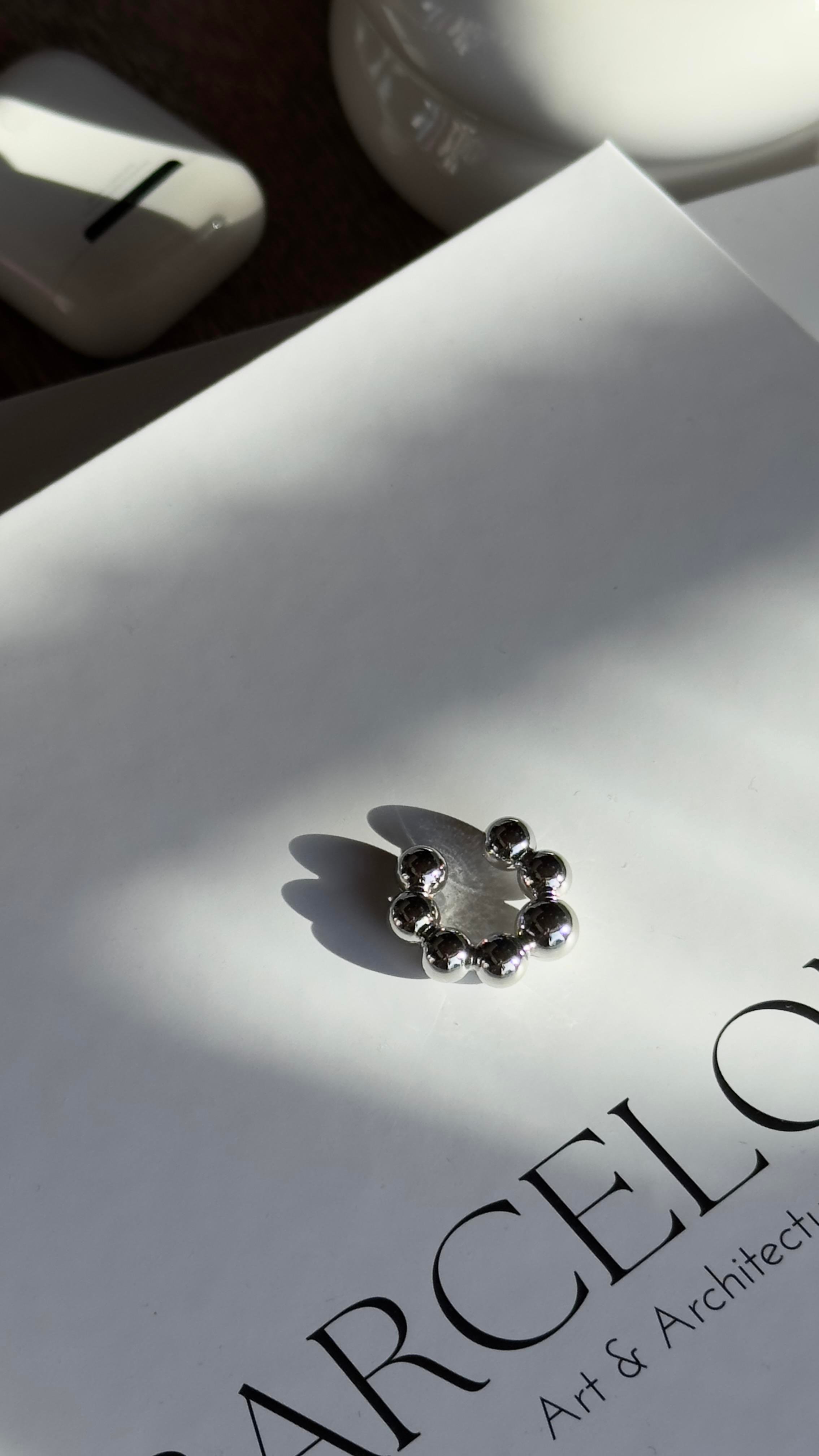 Silver Boncuklu Kıkırdak Küpe