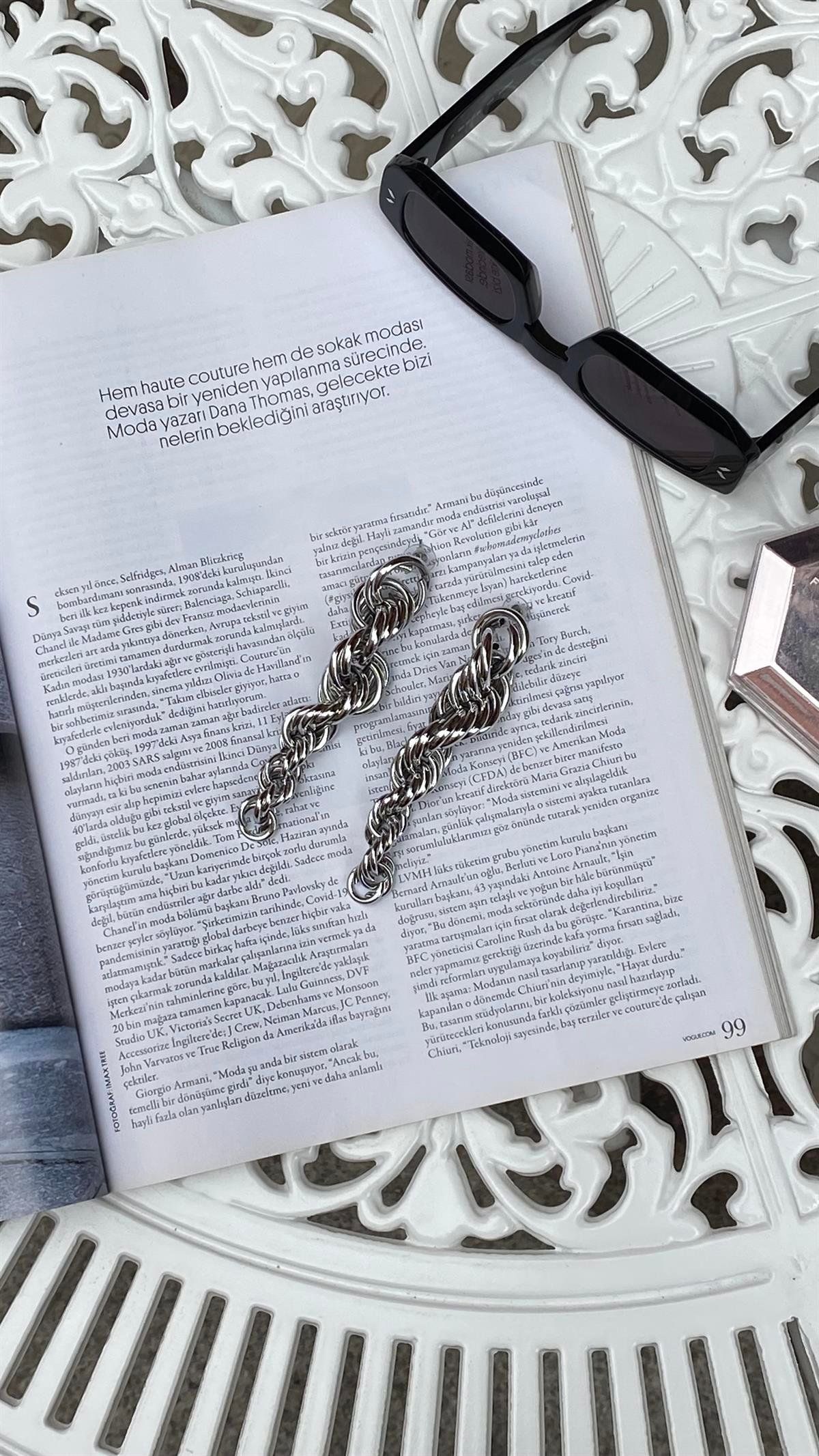 Silver Burgu Salkım Küpe 