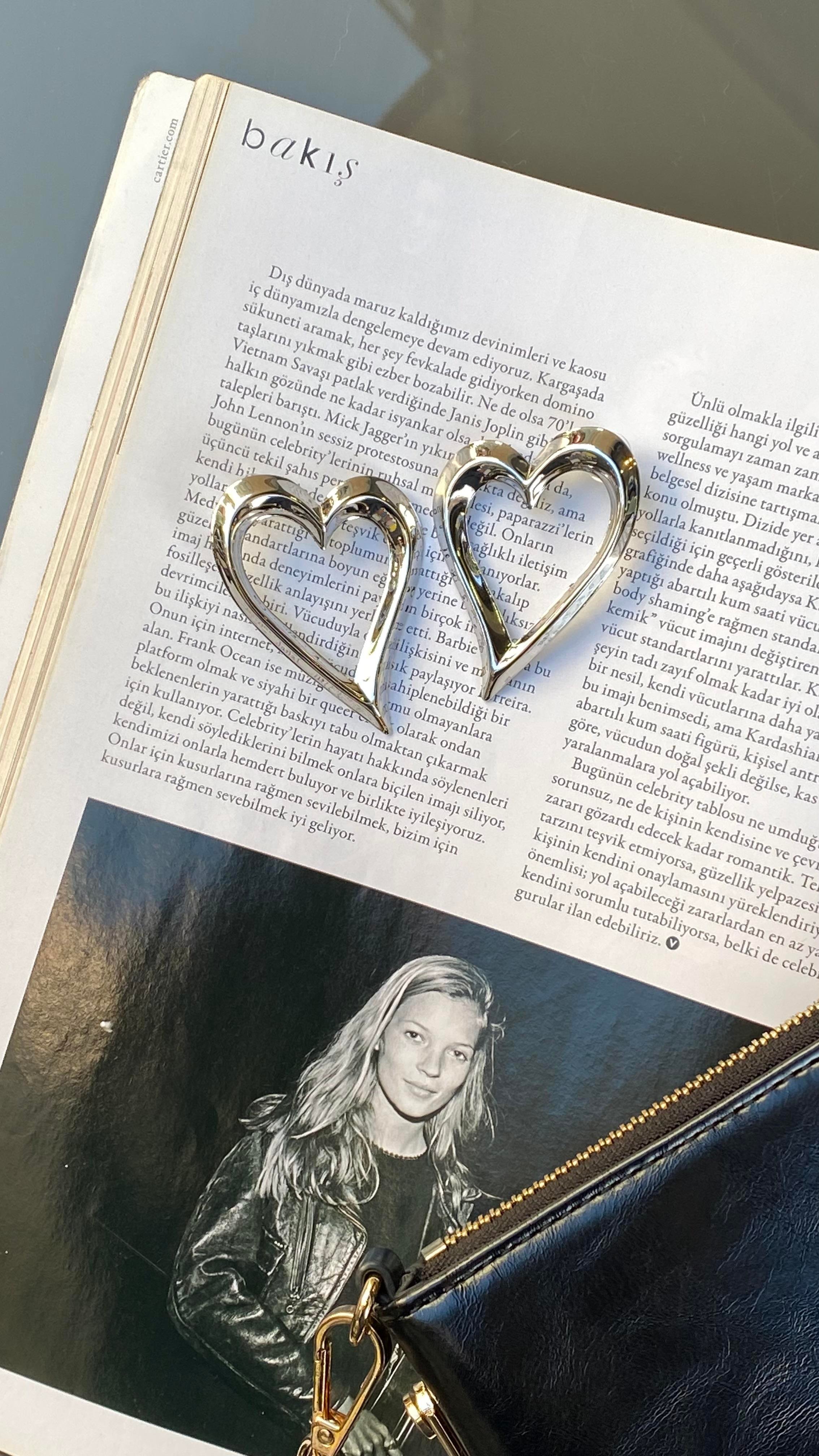 Silver Büyük Kalp Küpe