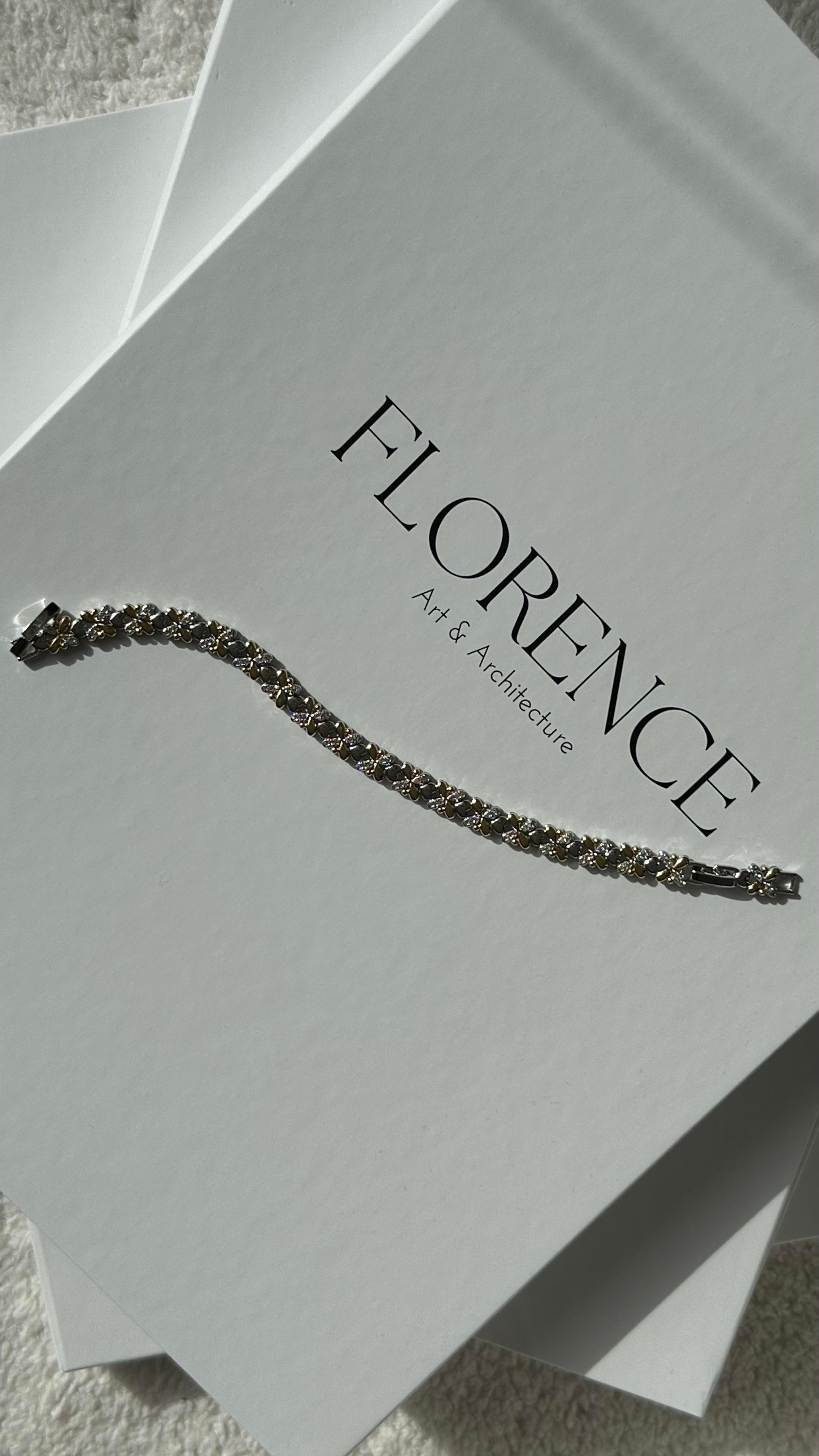 Silver Gold Çiçekli Bileklik