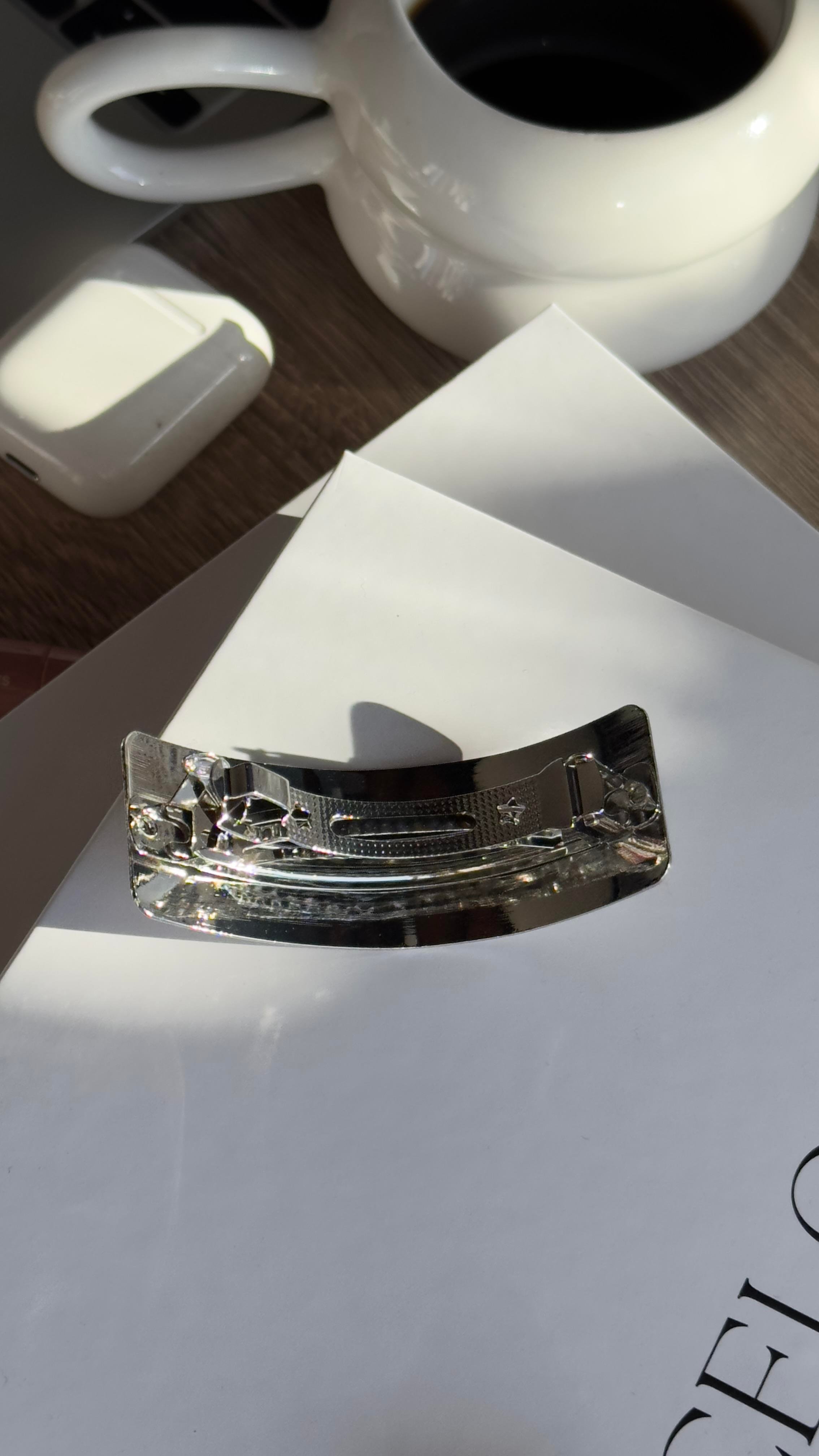 Silver Metal Plaka Klipsli Toka 