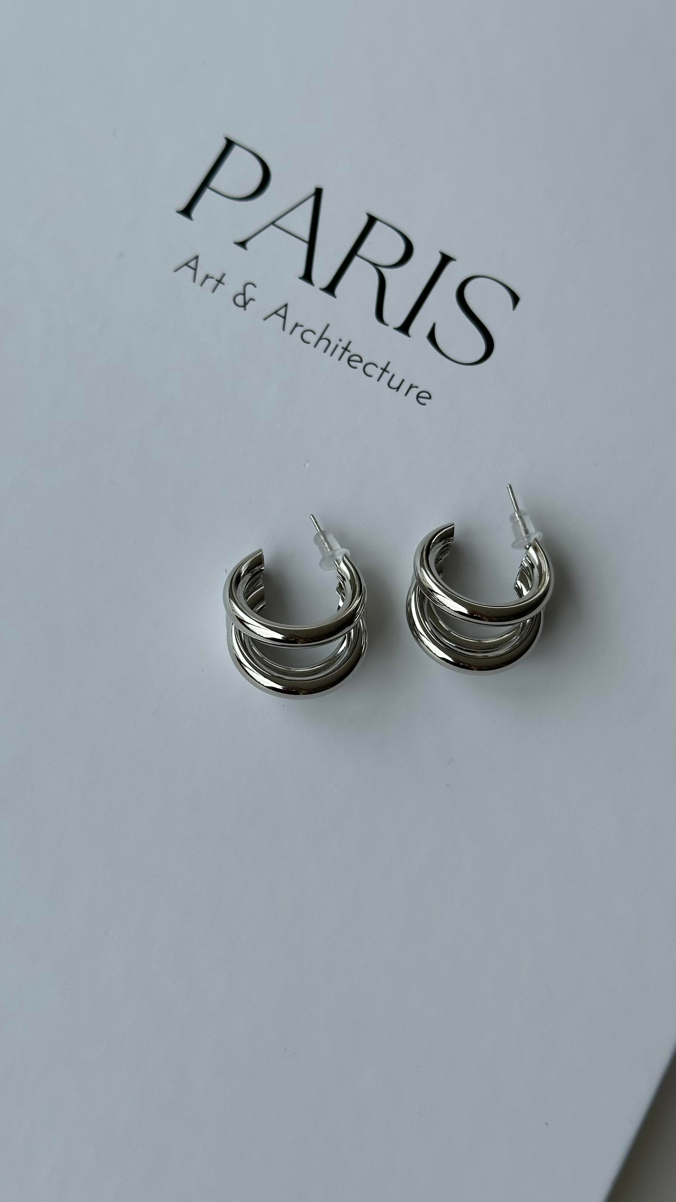 Silver Üç Halkalı Küpe