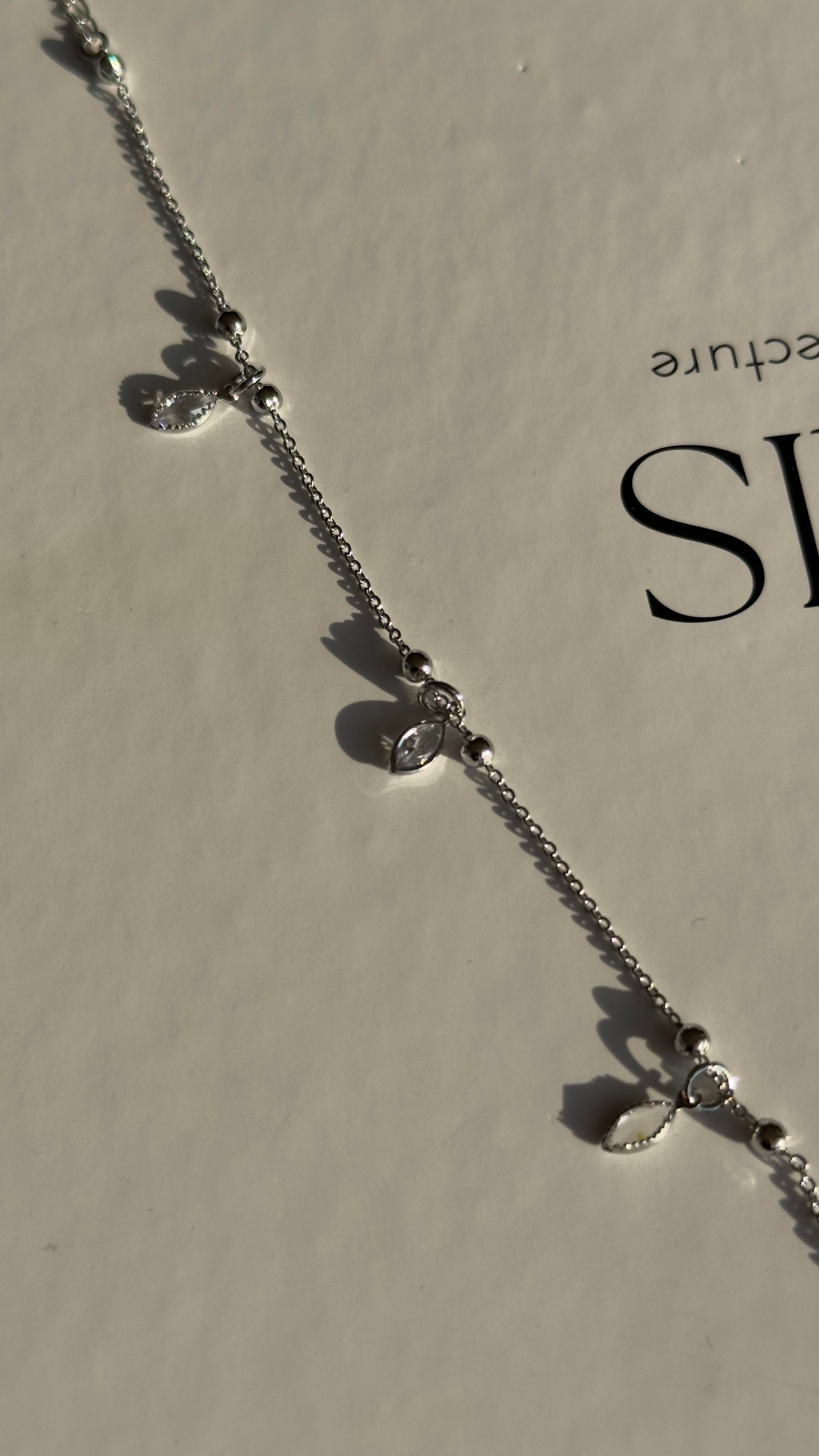 Silver Yaprak Taşlı ve Top Halhal