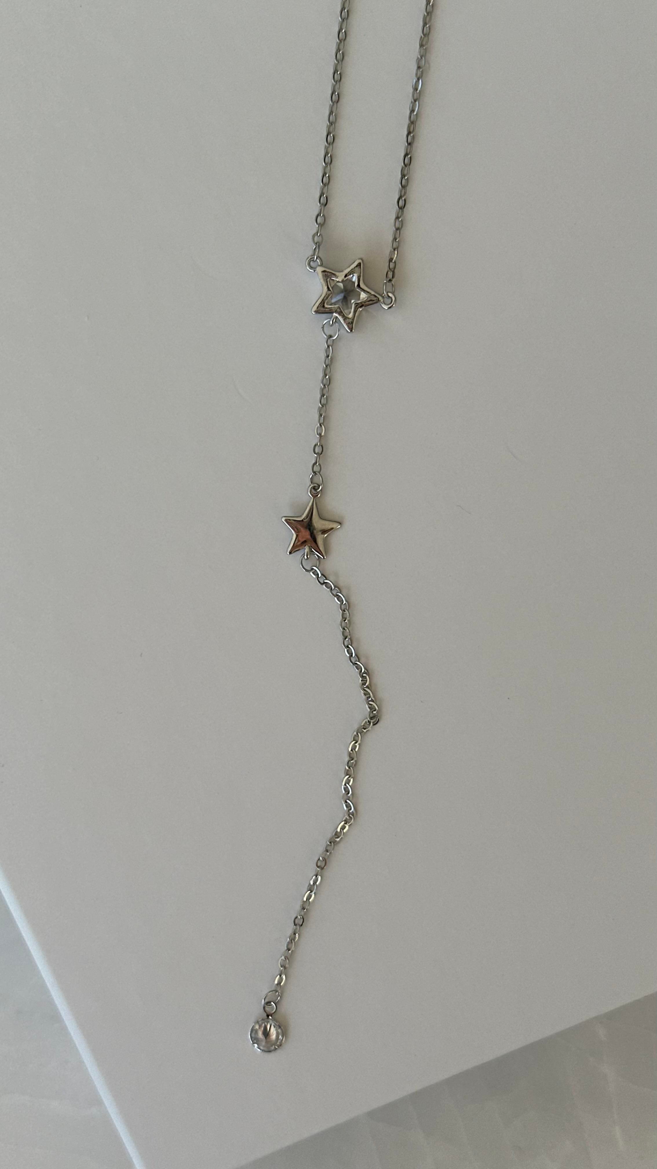 Silver Yıldız Taş Detaylı Kolye