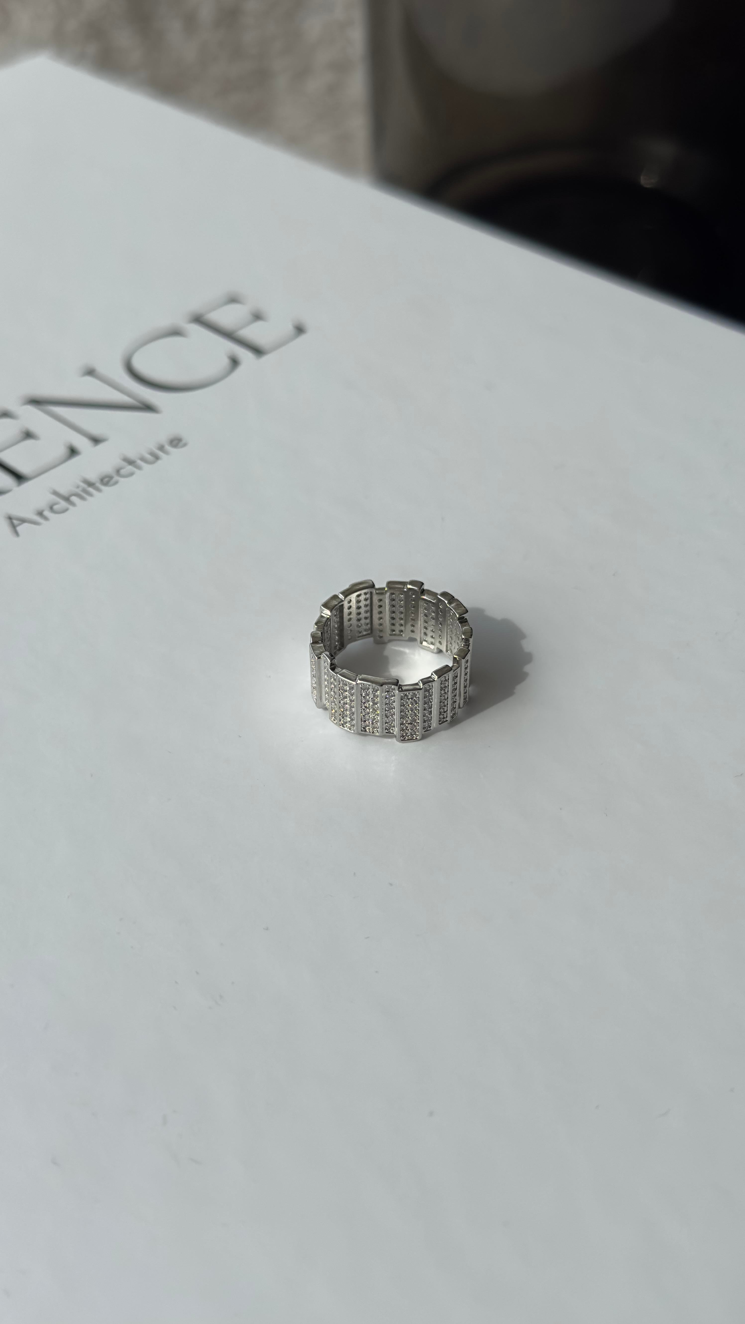 Silver Zirkon Taşlı Ayarlanabilir Yüzük