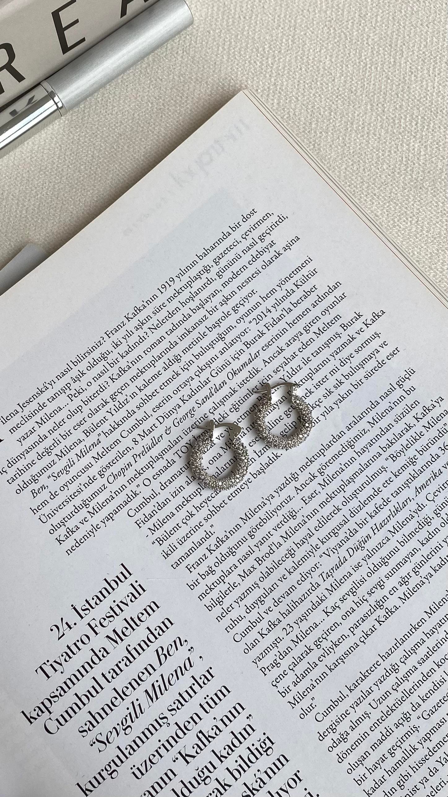 Silver Zirkon Taşlı Küçük Halka Küpe 