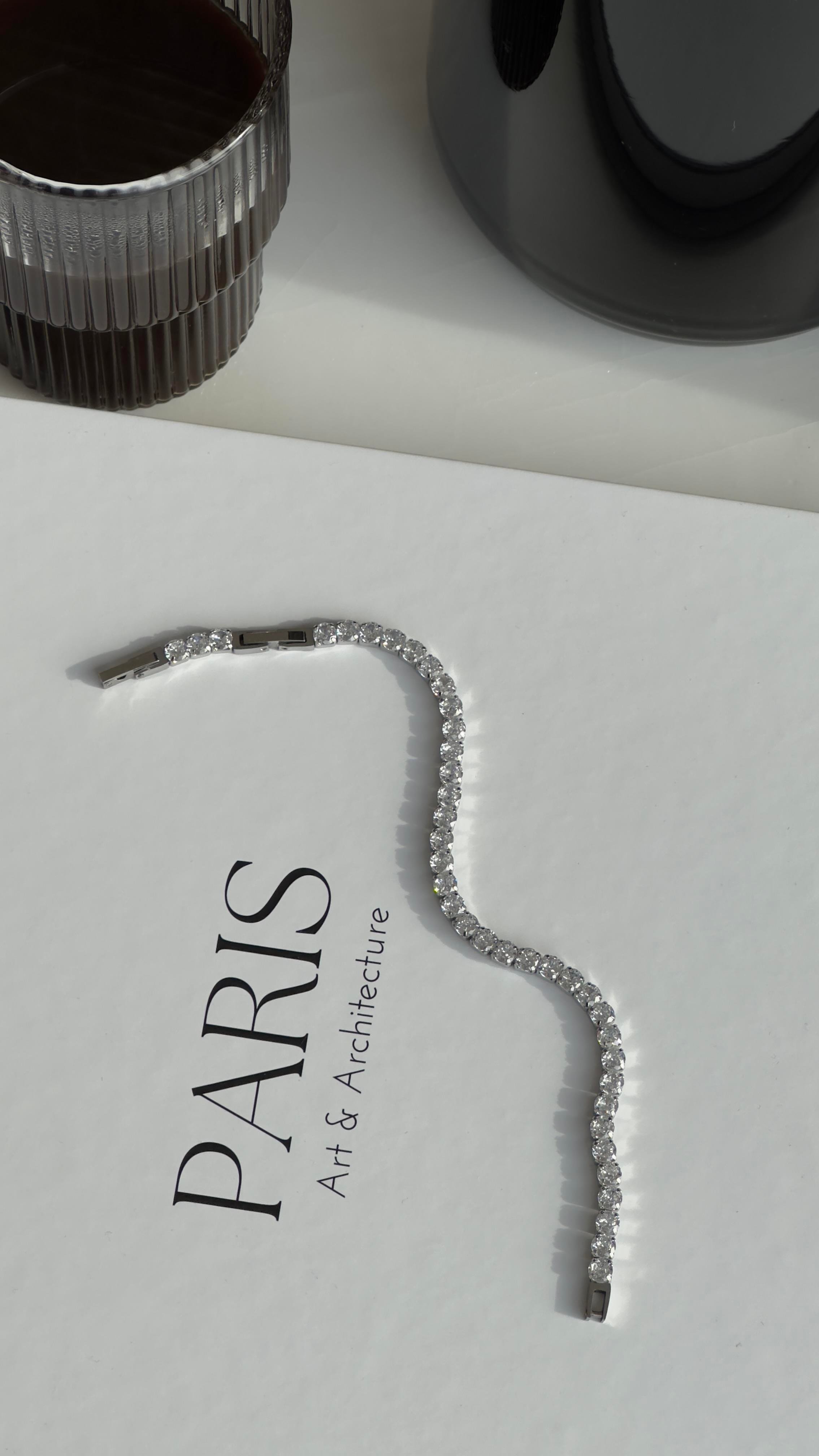 Silver Zirkon Taşlı Su Yolu Bileklik