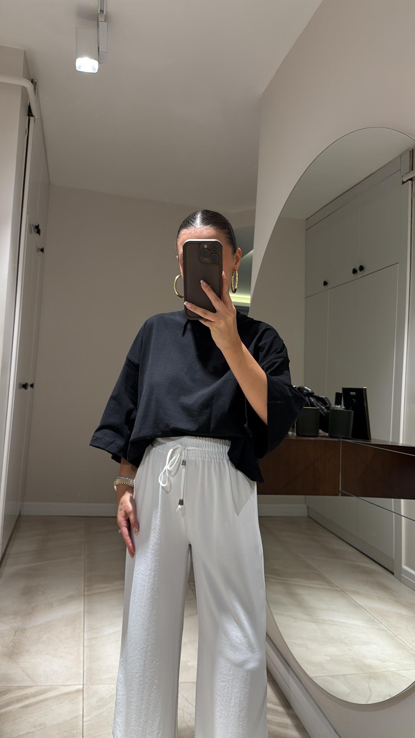 Siyah Basic Oversize Ravi Crop Tshirt