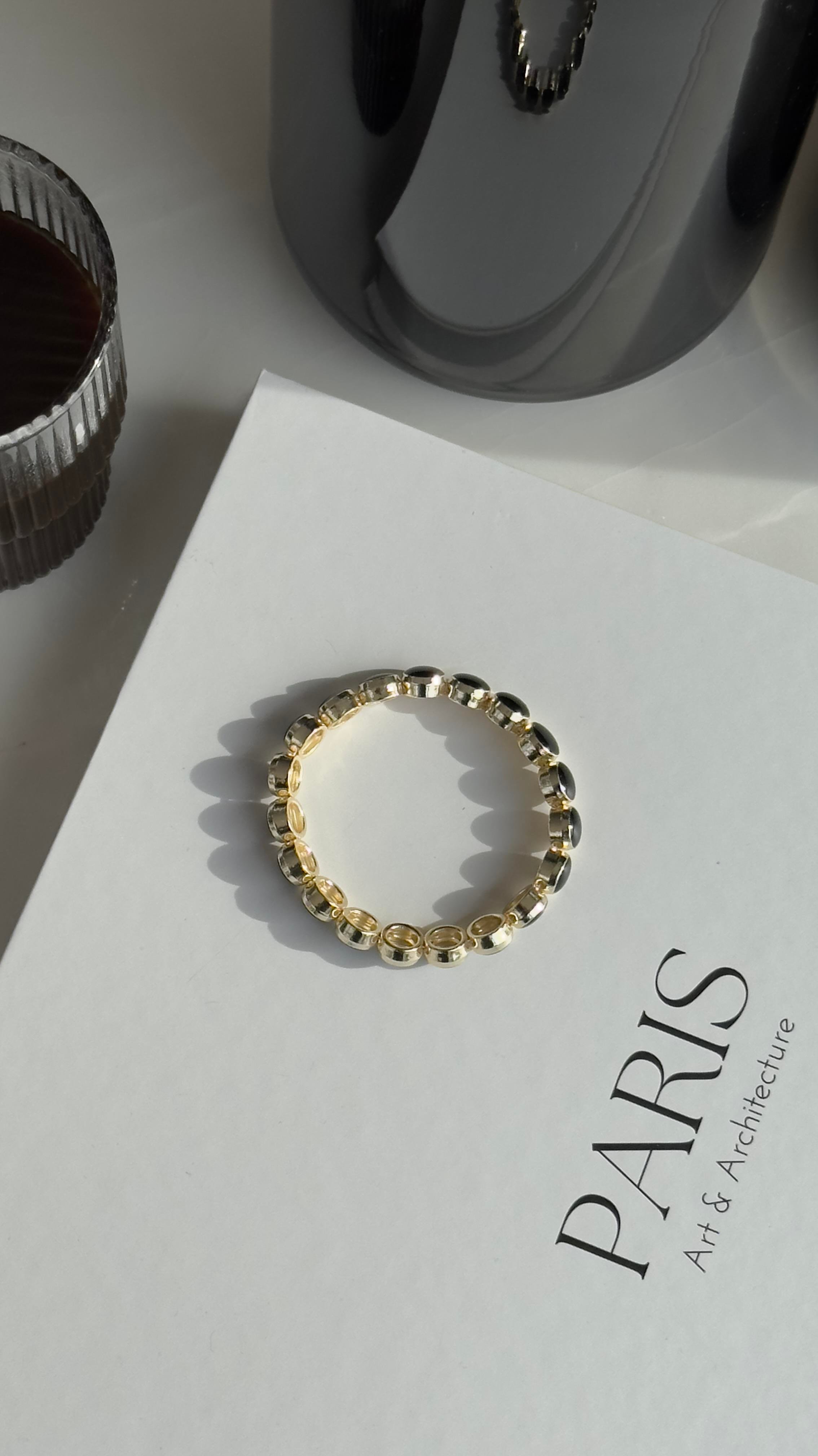 Siyah Beyaz Lastikli Bileklik