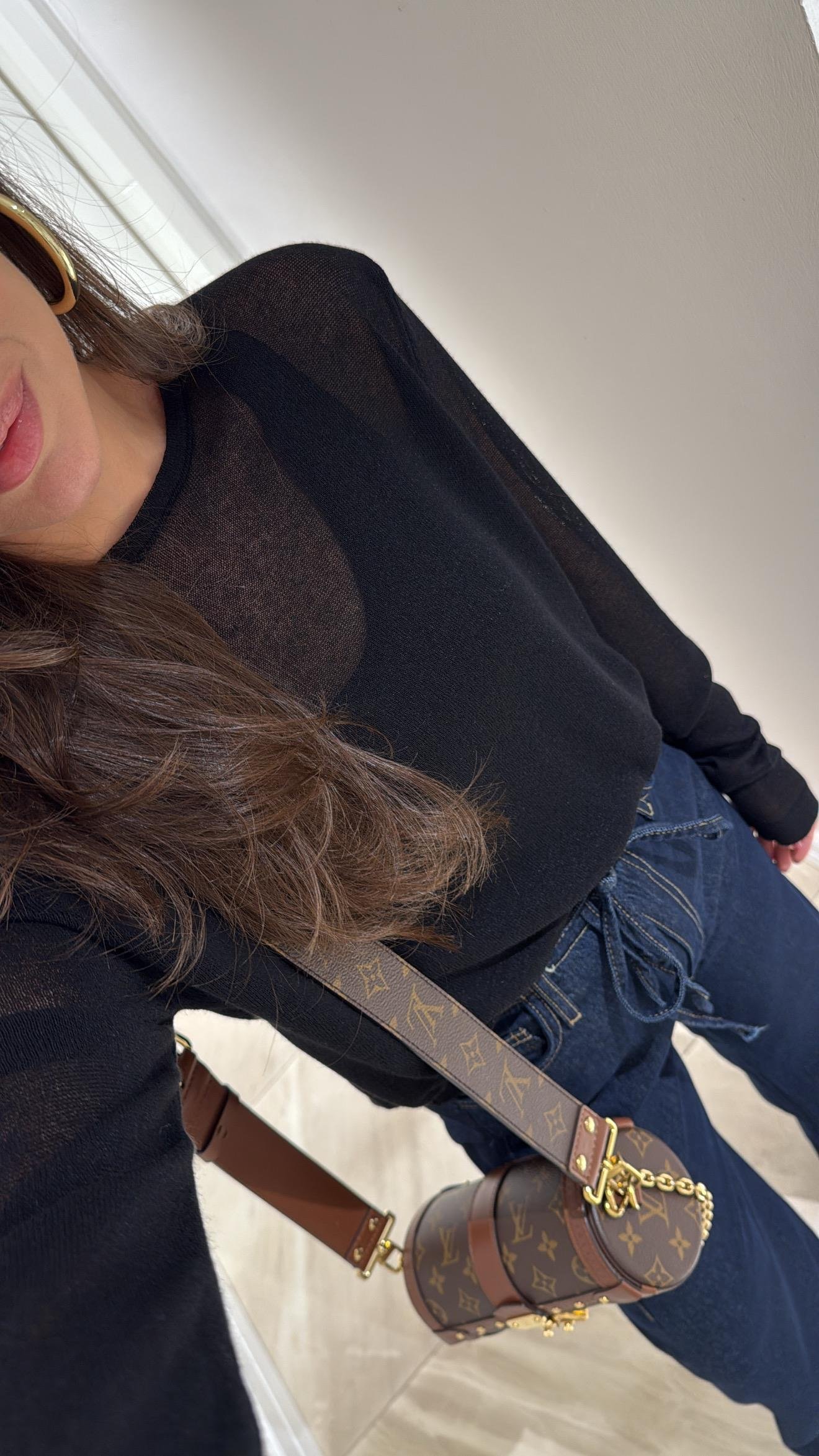 Siyah Bisiklet Yaka Atletli Bluz