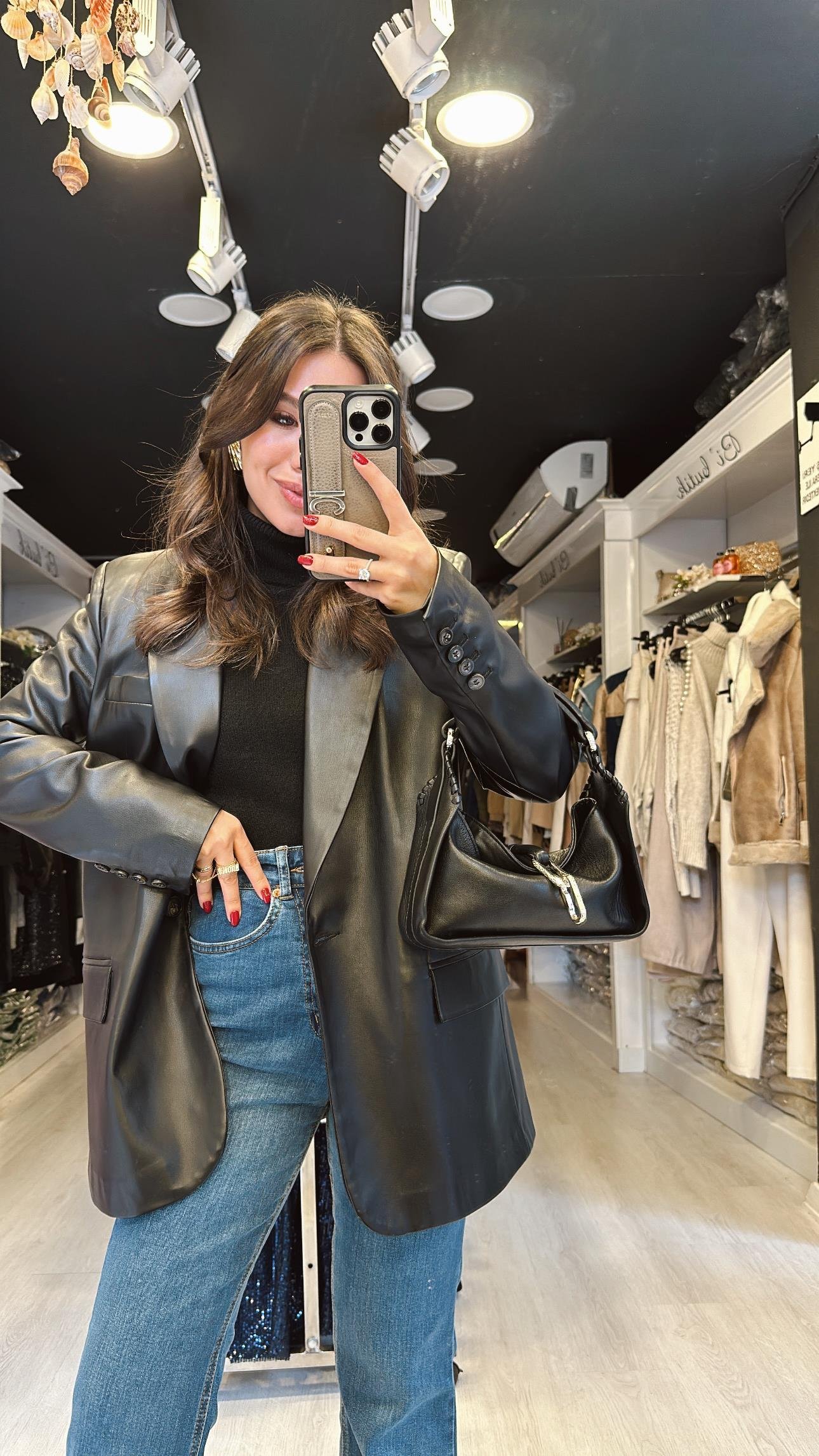 Siyah Blazer Deri Dilvin Ceket