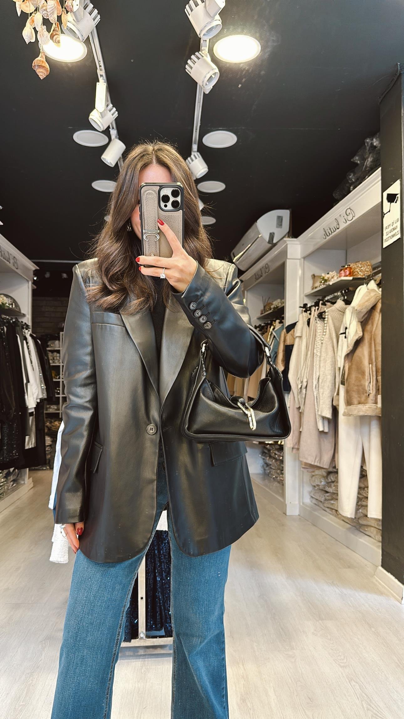 Siyah Blazer Deri Dilvin Ceket