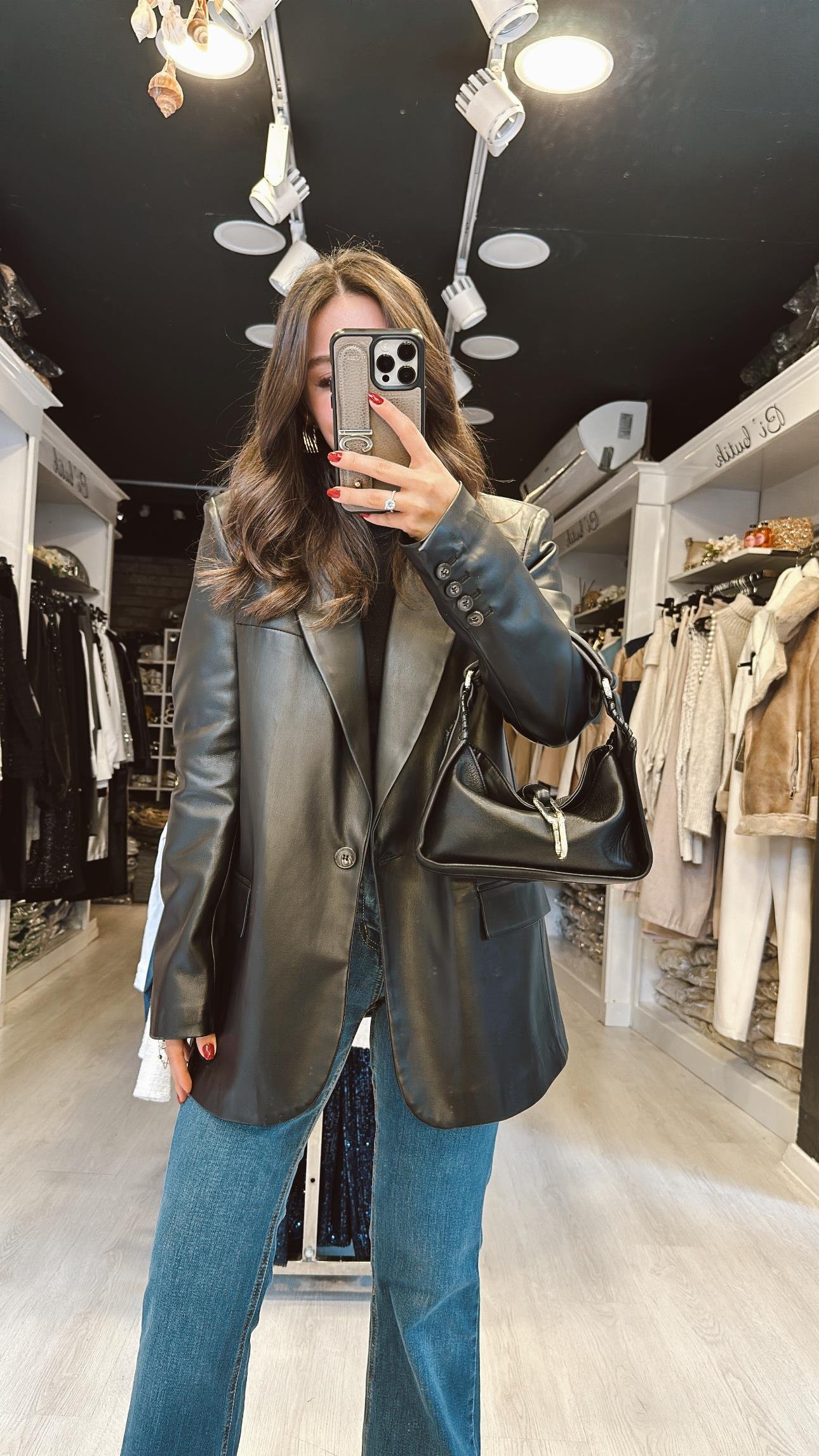 Siyah Blazer Deri Dilvin Ceket