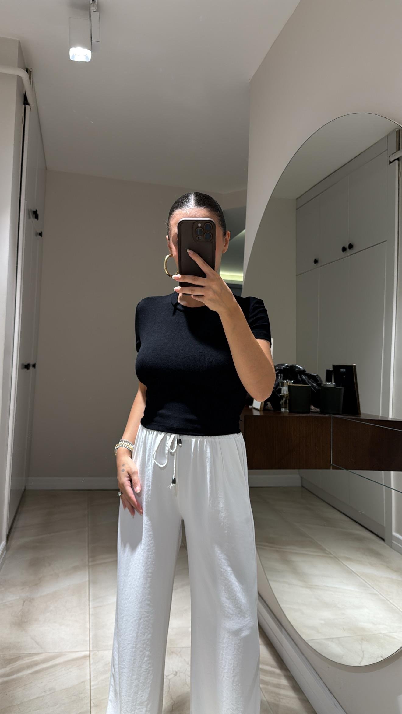 Siyah Crop Basic Ravi Tshirt