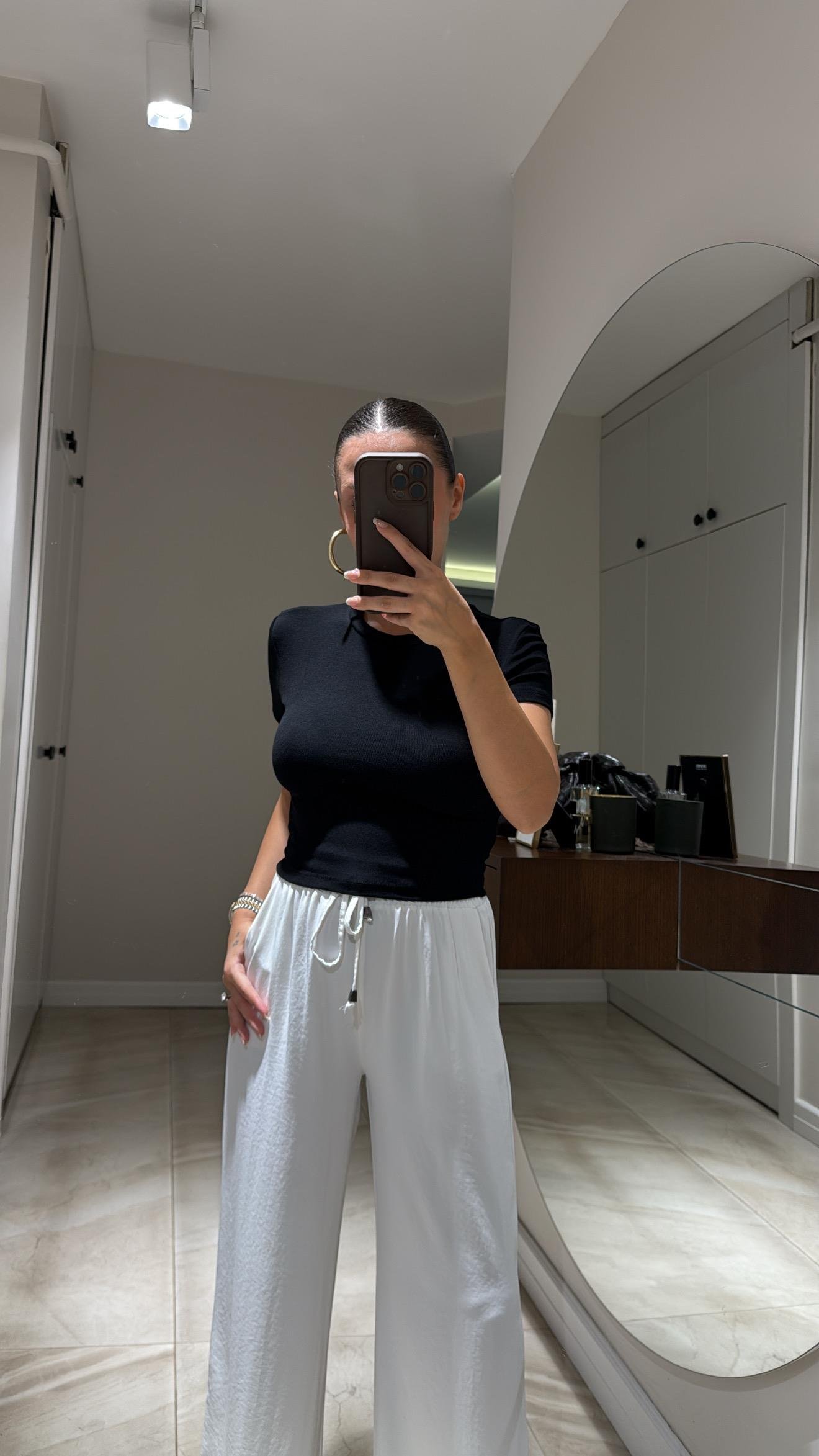 Siyah Crop Basic Ravi Tshirt