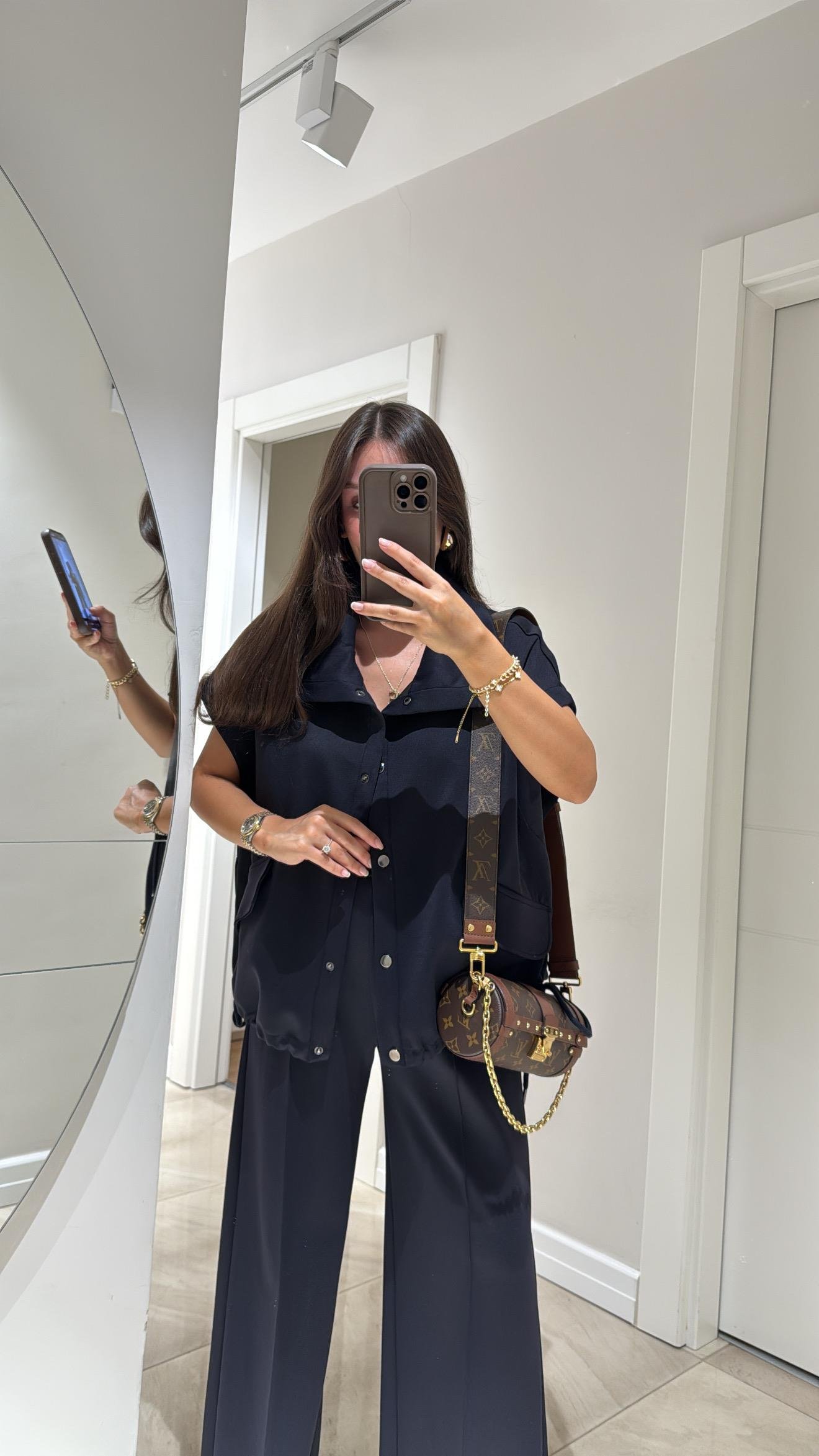 Siyah Dalgıç Kumaş Bel Büzgülü Yelek