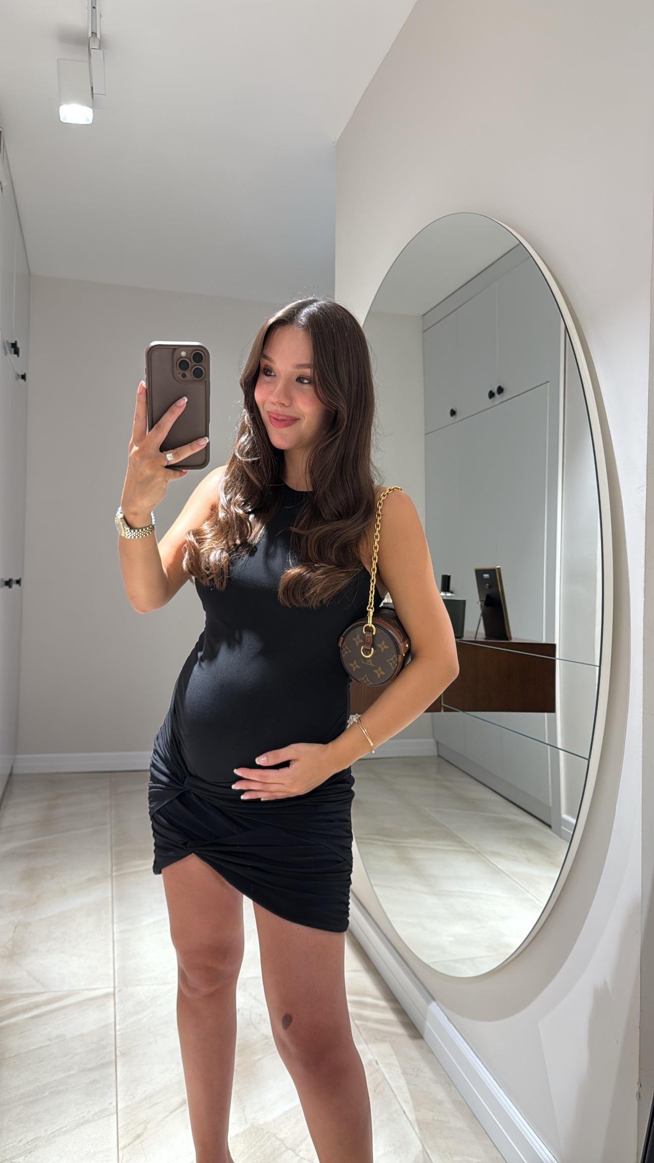 Siyah Halter Yaka Drapeli Elbise