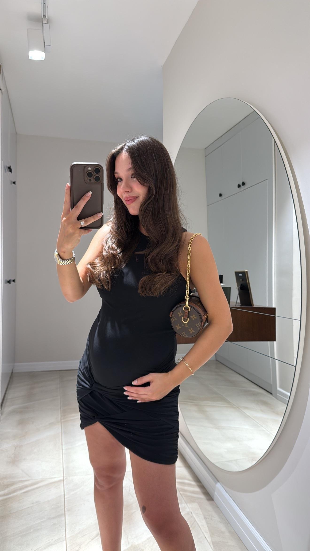 Siyah Halter Yaka Drapeli Elbise