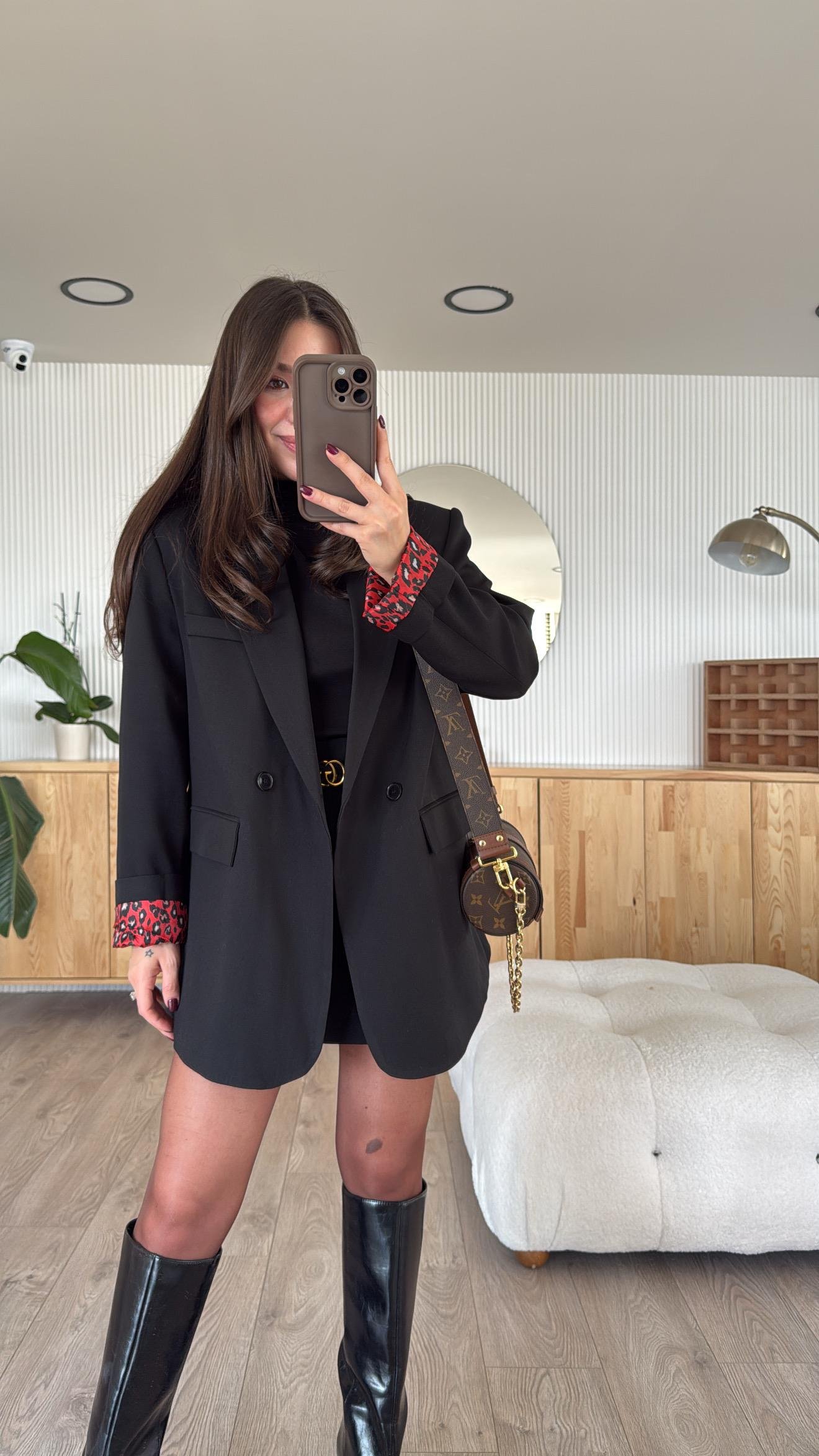 Siyah Leoapar Astarlı Marka Model Blazer Ceket 