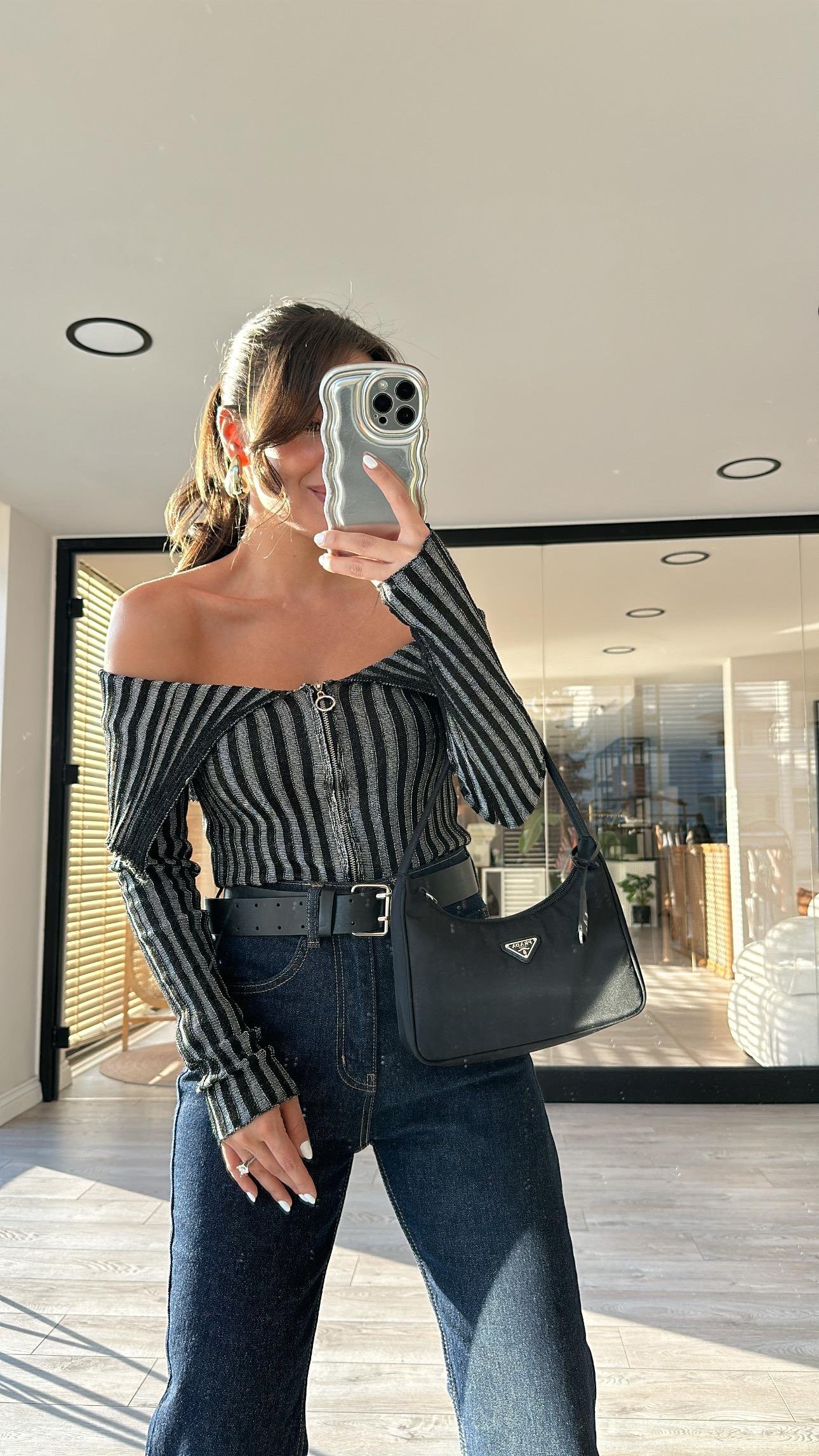 Siyah Madonna Yaka Fermuarlı Hırka 