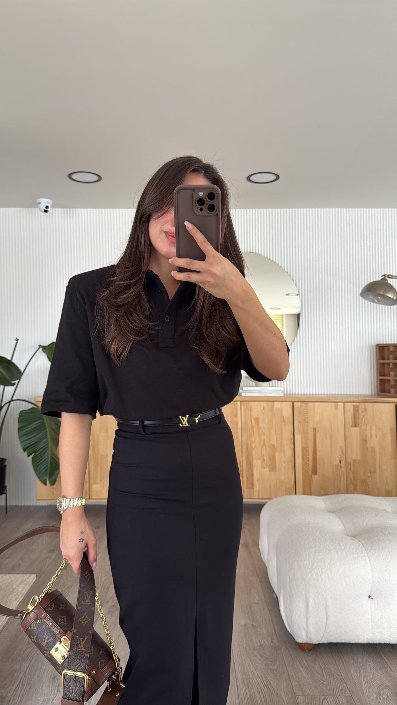 Siyah Polo Yaka Vatkalı Tshirt