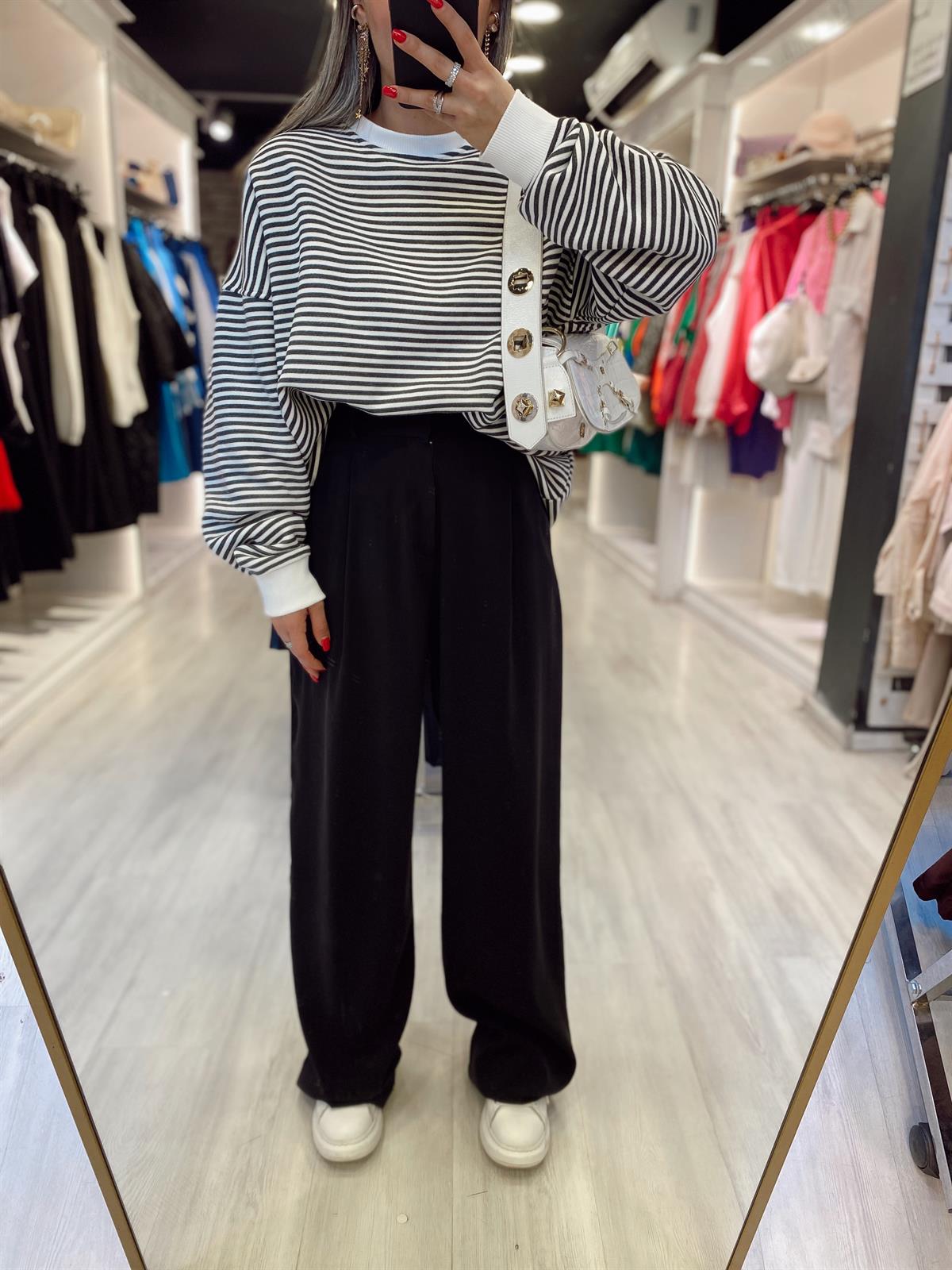 Siyah Renk Maskülen Bol Paça Pantolon