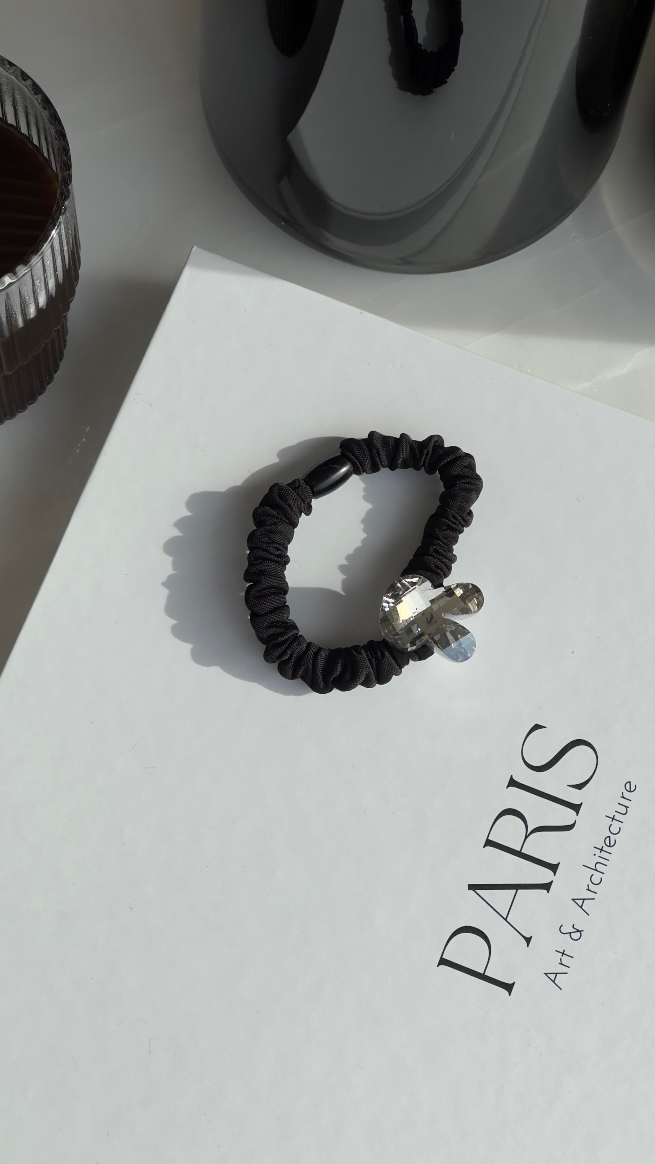 SiyahTavşan Taşlı Elastik Toka