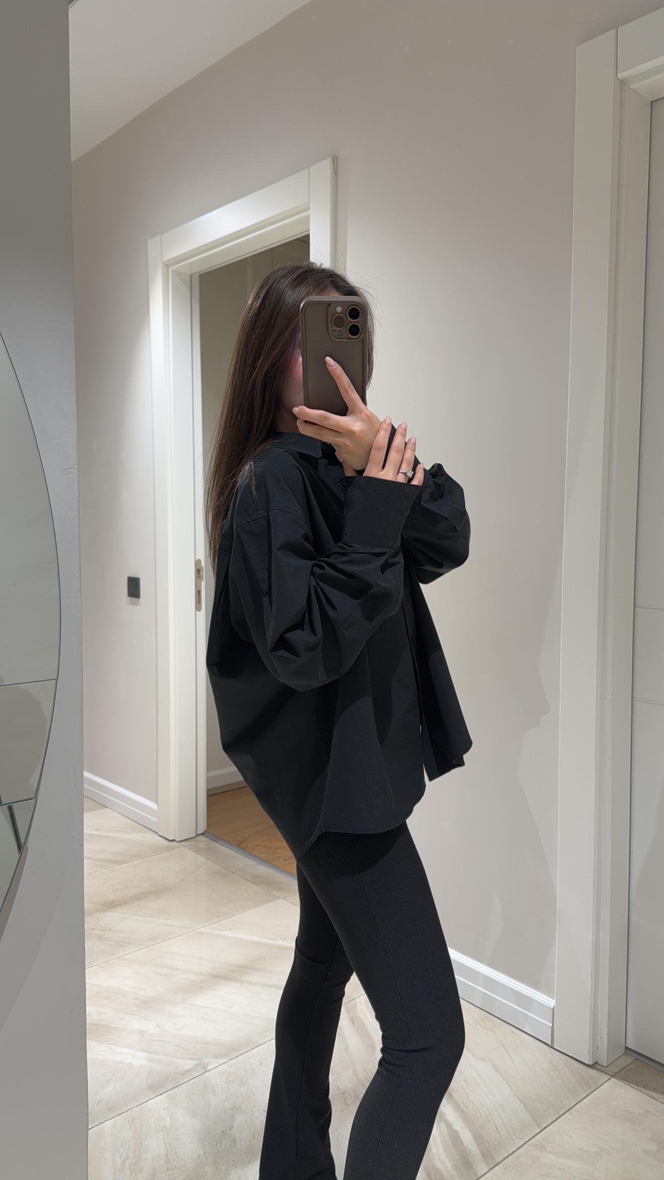 Siyah Tek Cepli Poplin Kumaş Ravi Gömlek 