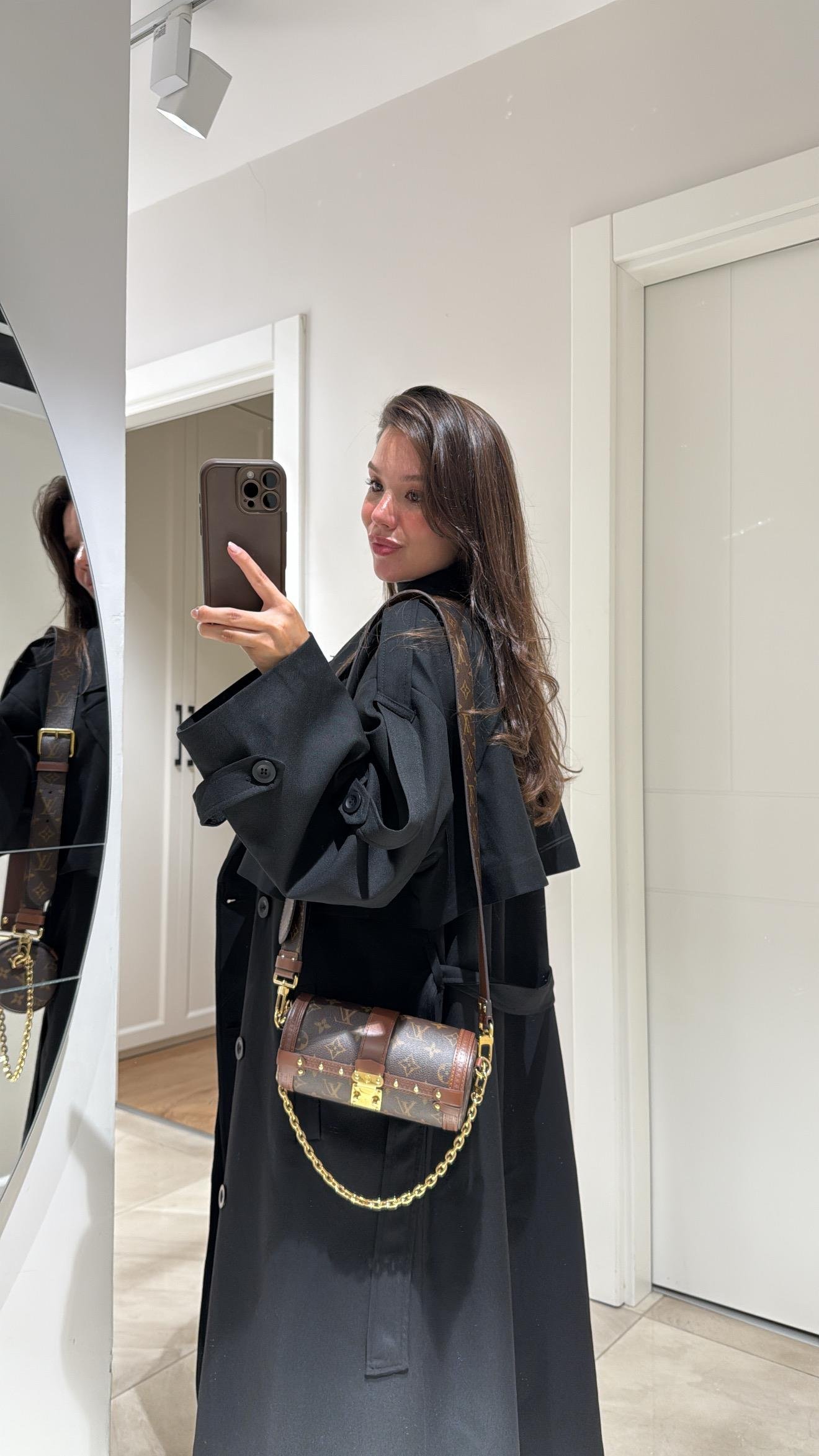 Siyah Tokalı Premium Oversize Trenç 