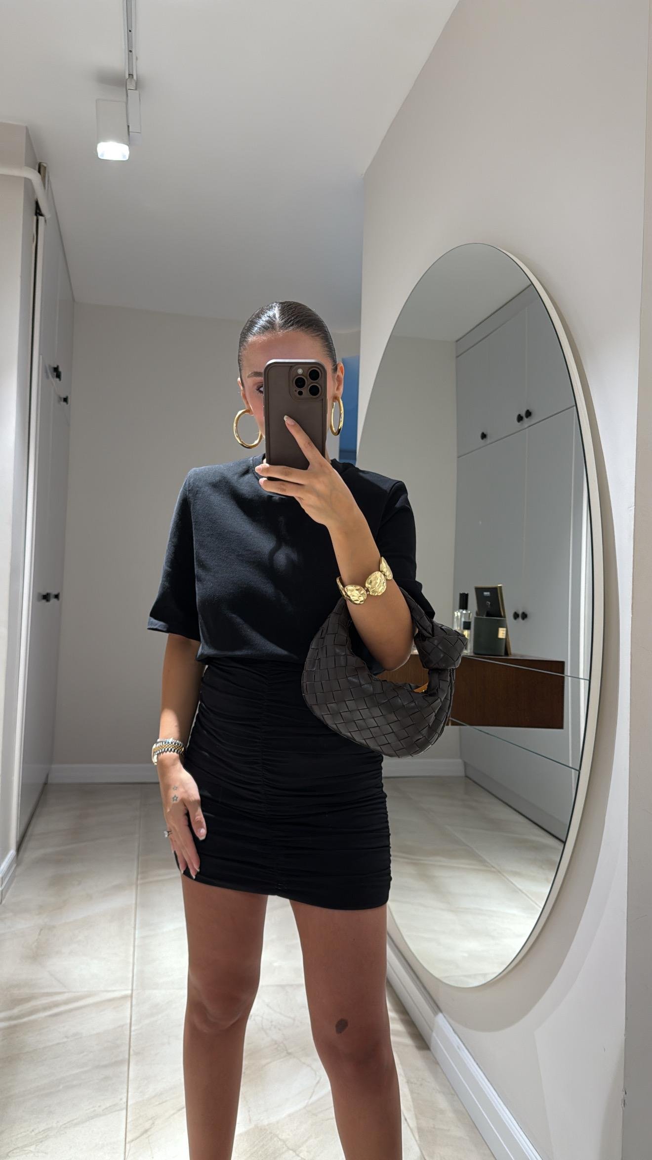 Siyah Vatkalı Marka Model Basic Tshirt