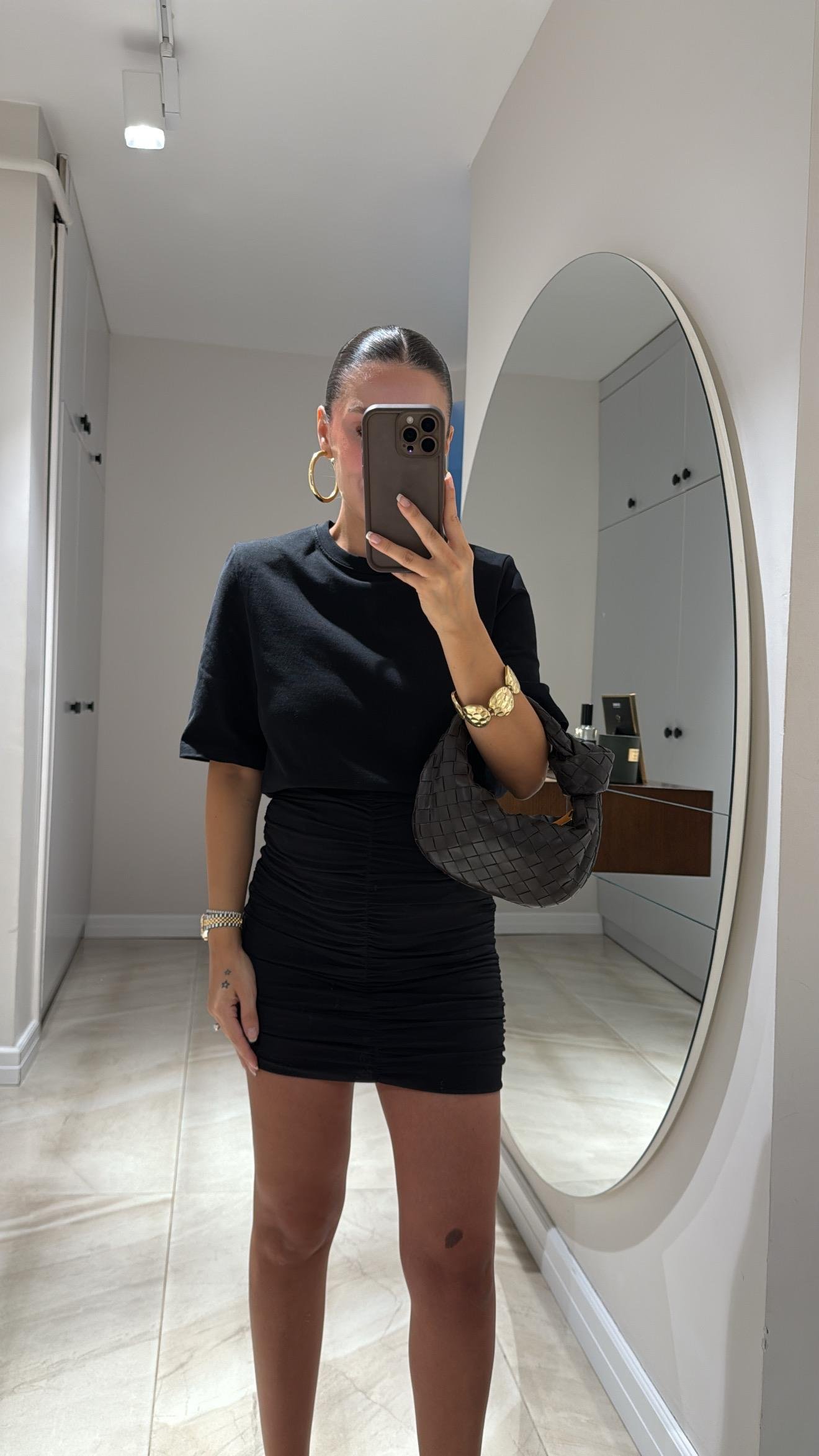 Siyah Vatkalı Marka Model Basic Tshirt