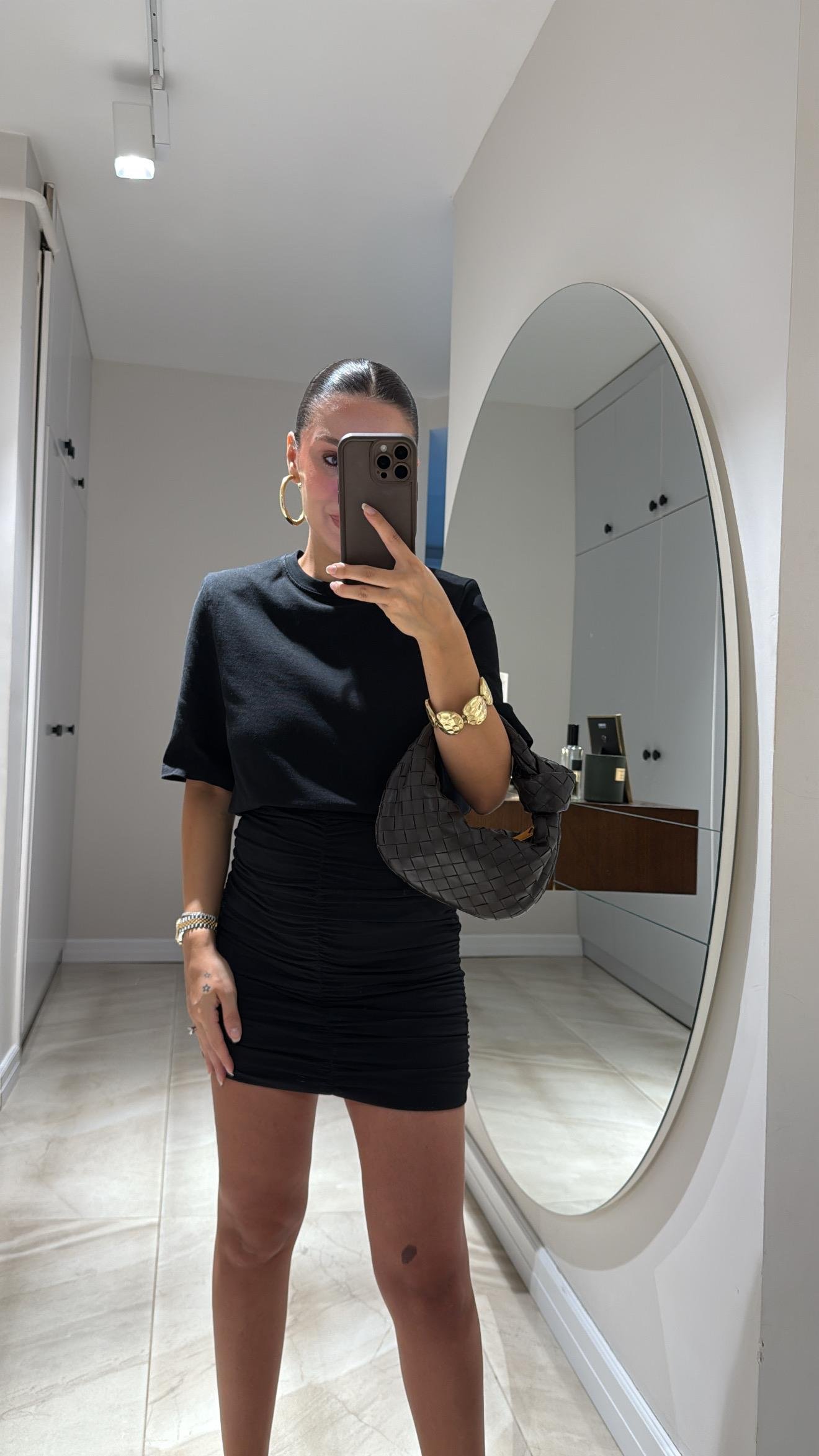 Siyah Vatkalı Marka Model Basic Tshirt