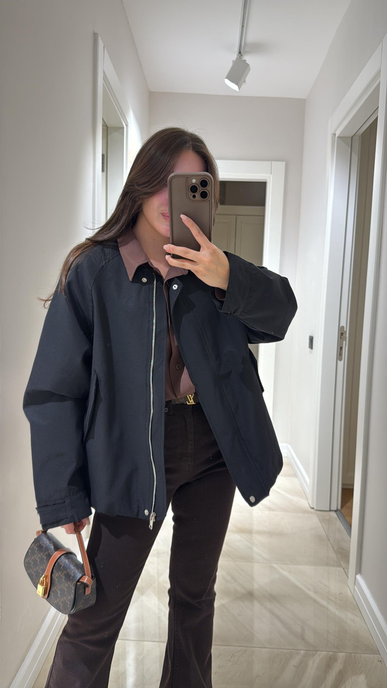 Siyah Yan Cepli Marka Model Bomber Ceket