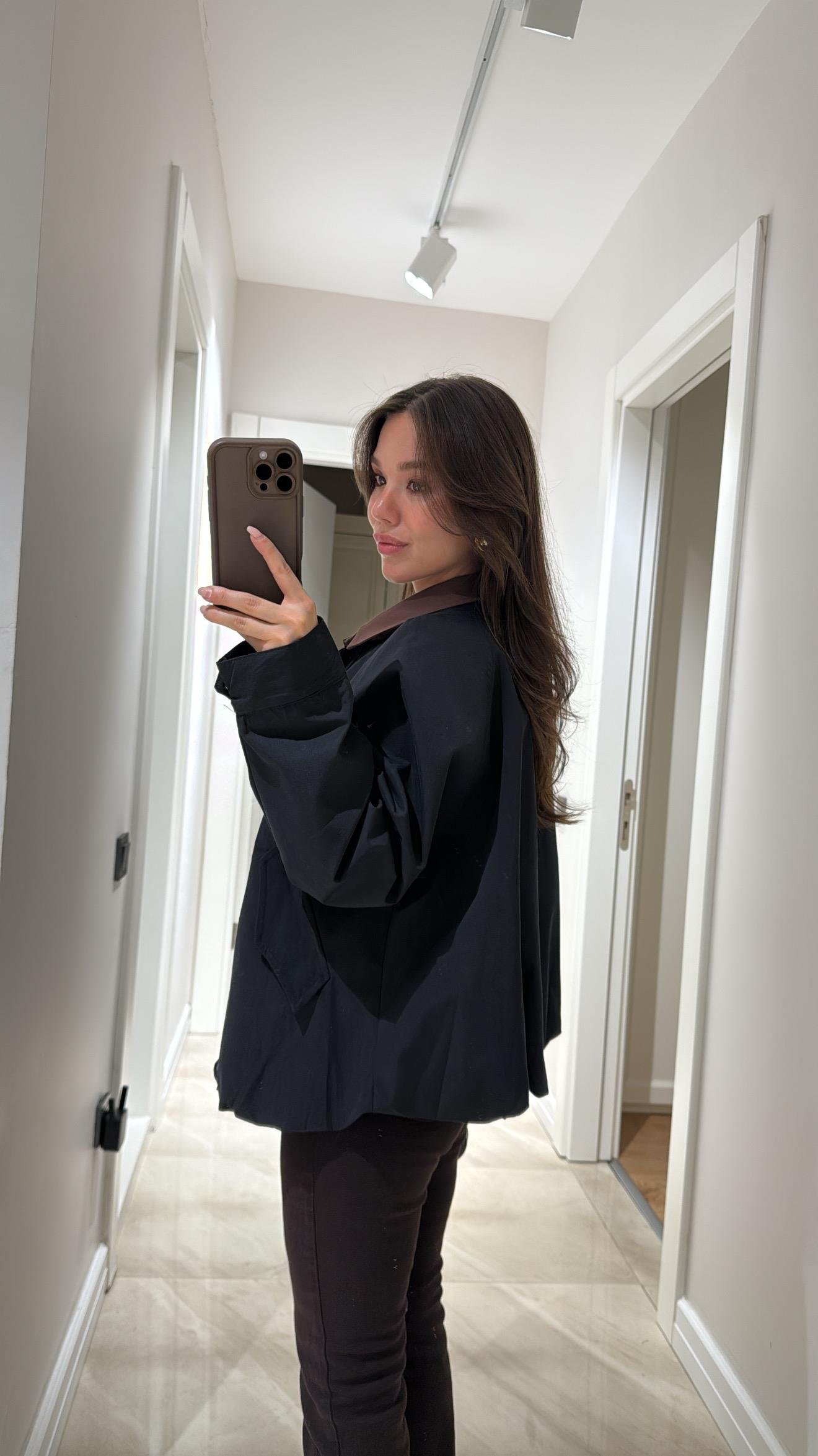 Siyah Yan Cepli Marka Model Bomber Ceket