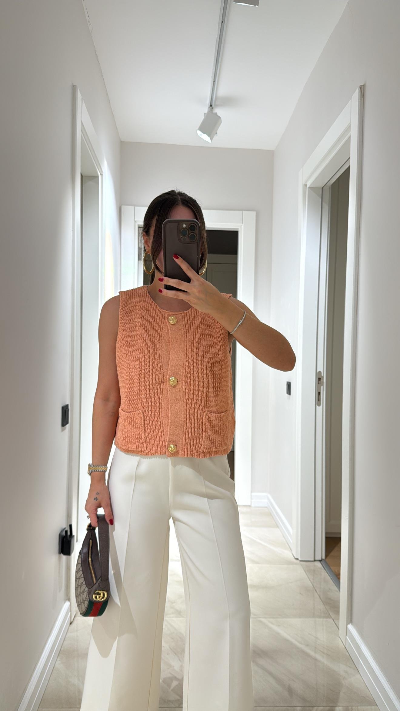 Somon Gold Düğmeli Triko Bluz Yelek