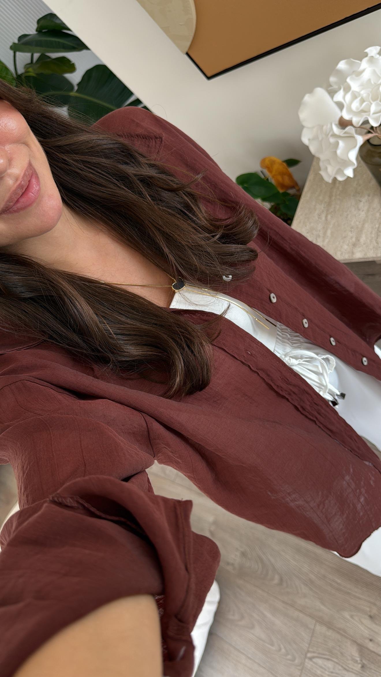 Tarçın Transparan İpeksi Gömlek 