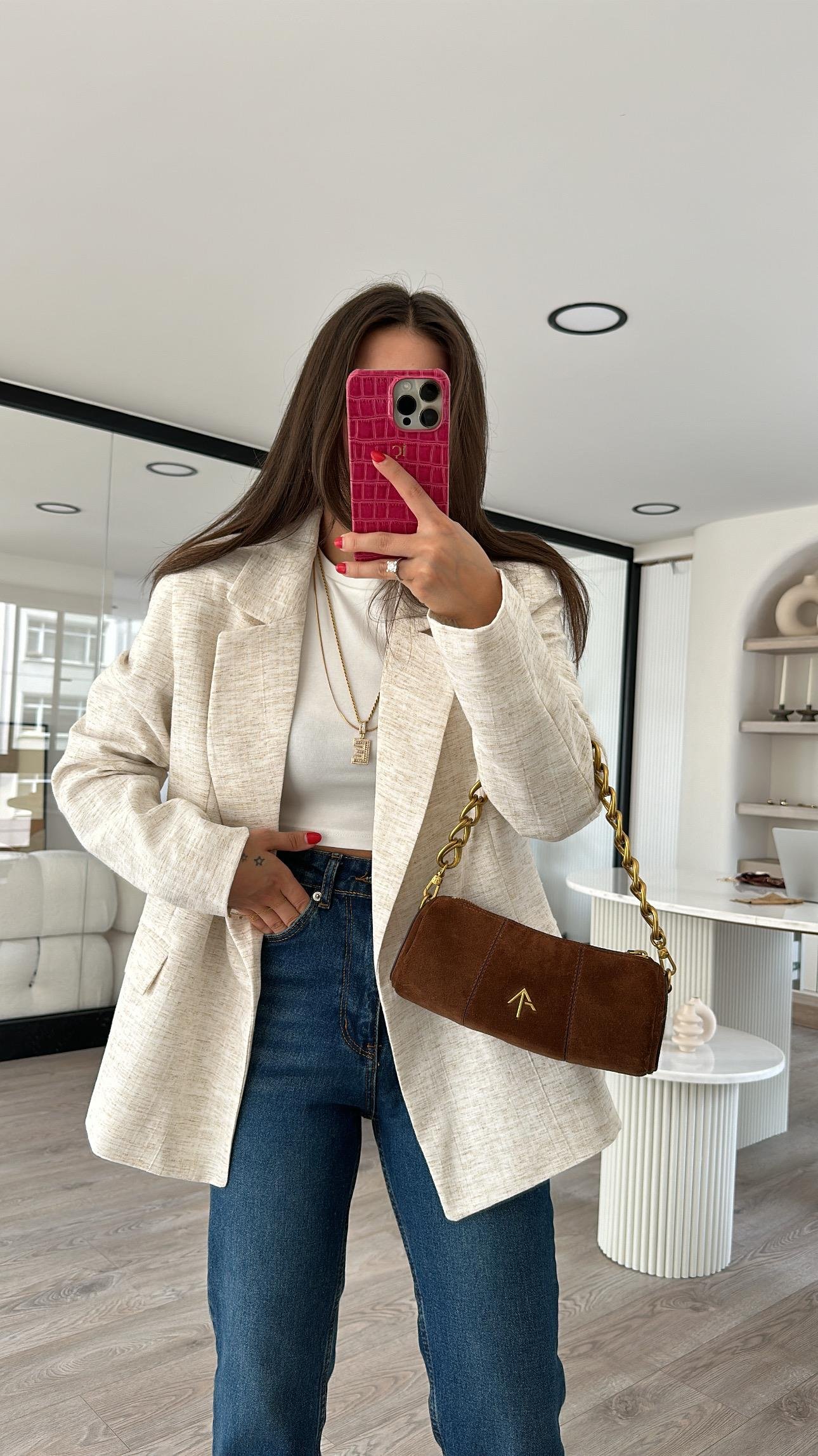 Taş Keten Blazer Ceket 