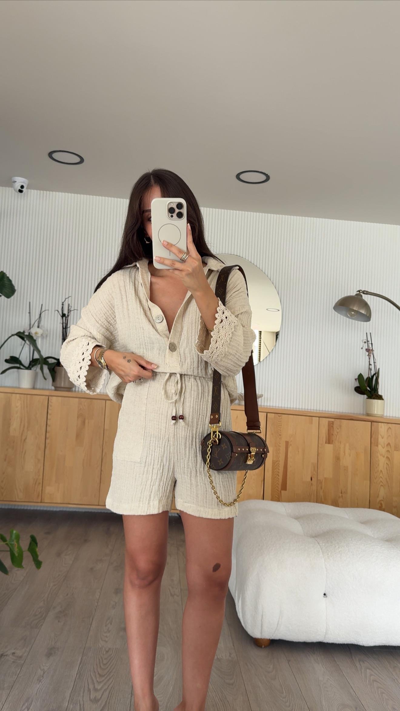 Taş Müslin Kumaş Gömlek Şort Takım